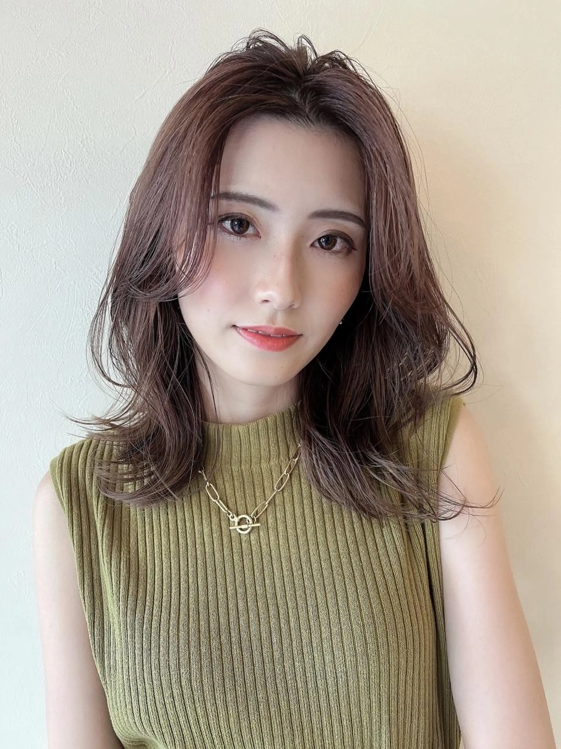 セミロング カラー パーマ ヘアアレンジ ベージュカラー グレージュ 髪質改善 小顔カット 渋谷✨yuto✨全 メニュー得意です🙏のヘアスタイル