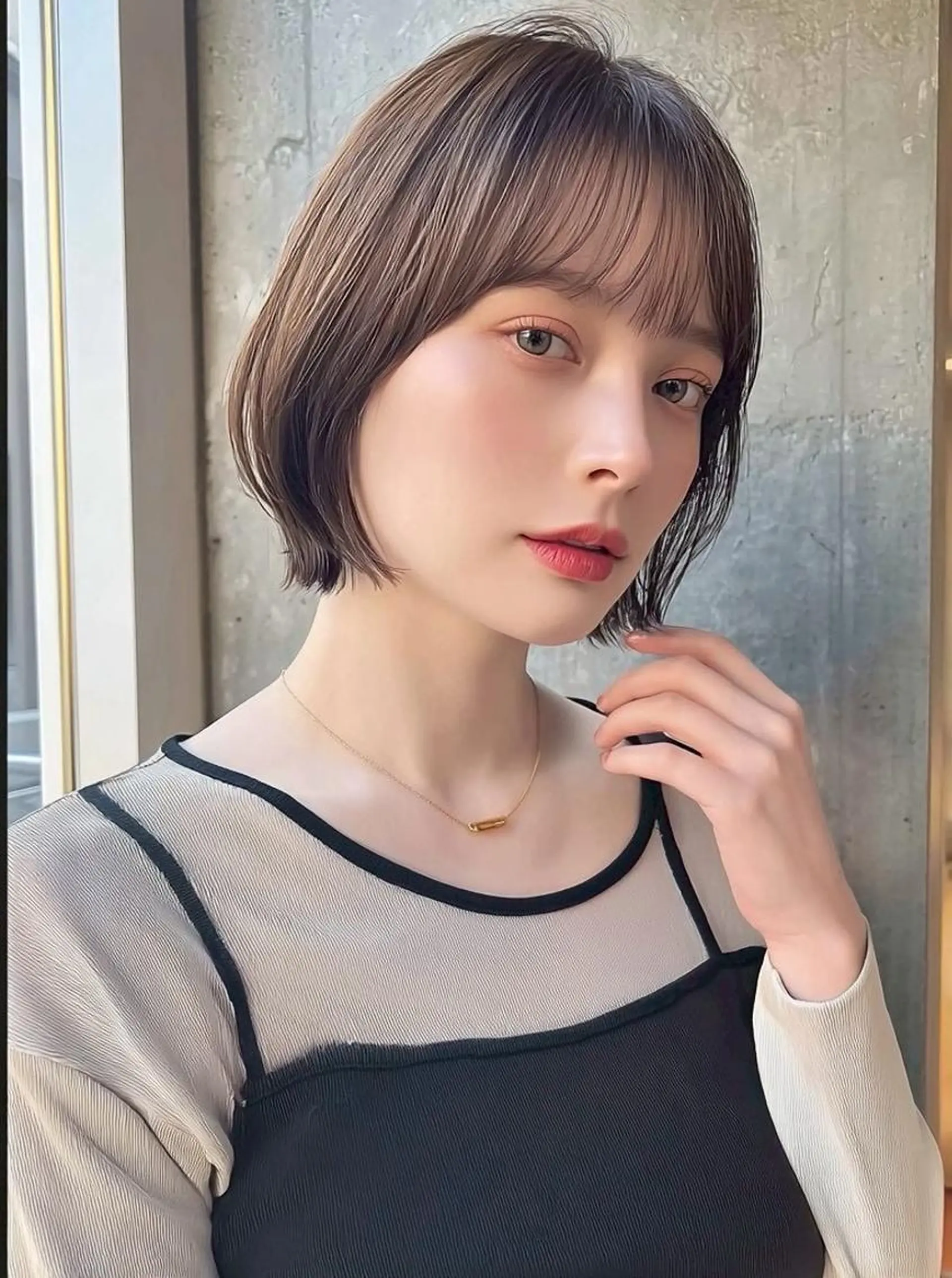 ミディアム 切りっぱなしボブ ショートボブ ボブ 髪質改善 縮毛矯正 ✨髪質改善ストレート ✨/ミヤビのヘアスタイル