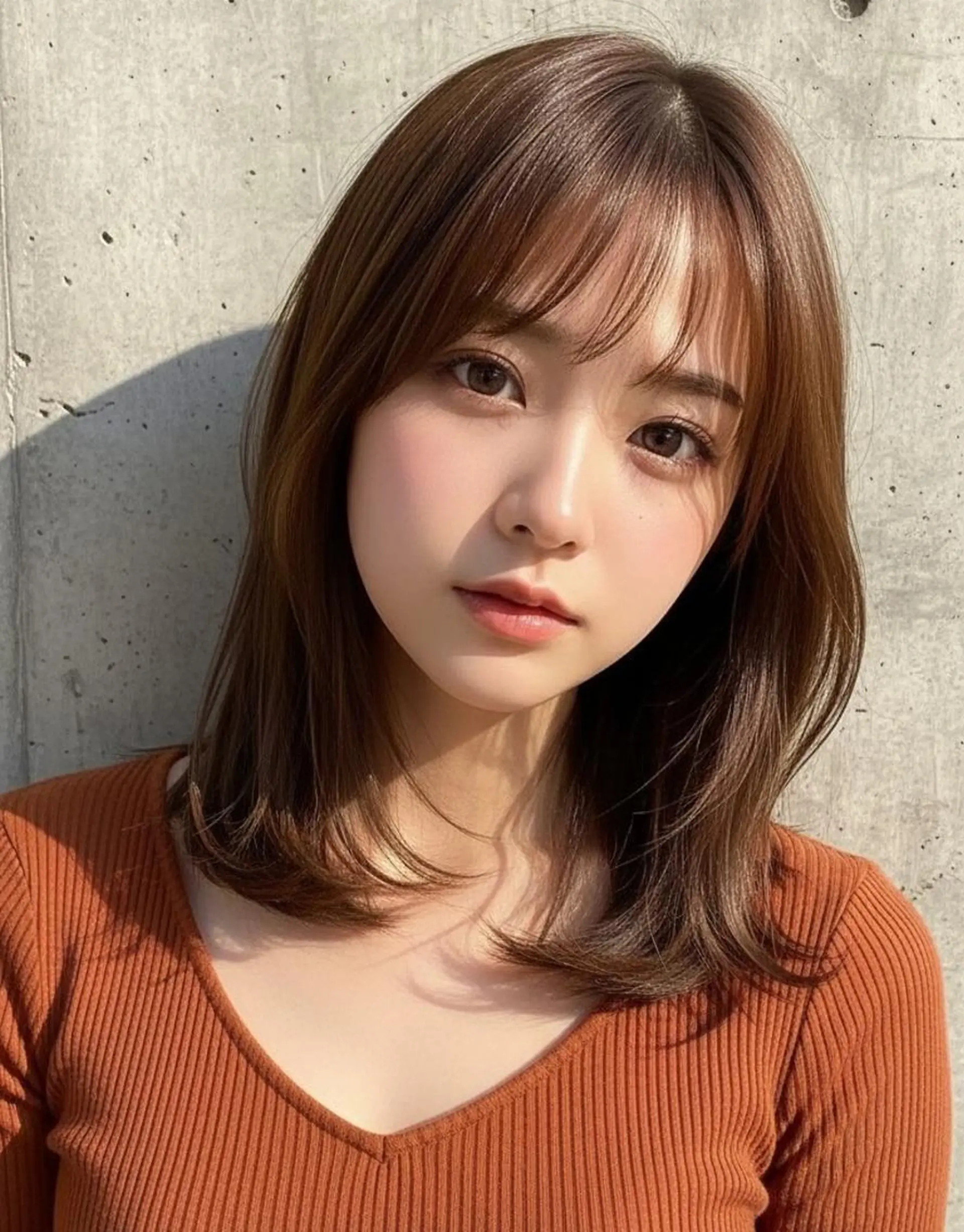 ミディアム 髪質改善 レイヤーカット 小顔カット カット ヘアカラー トリートメント ヘアセット さく/髪質改善× 縮毛矯正/町田のヘアスタイル