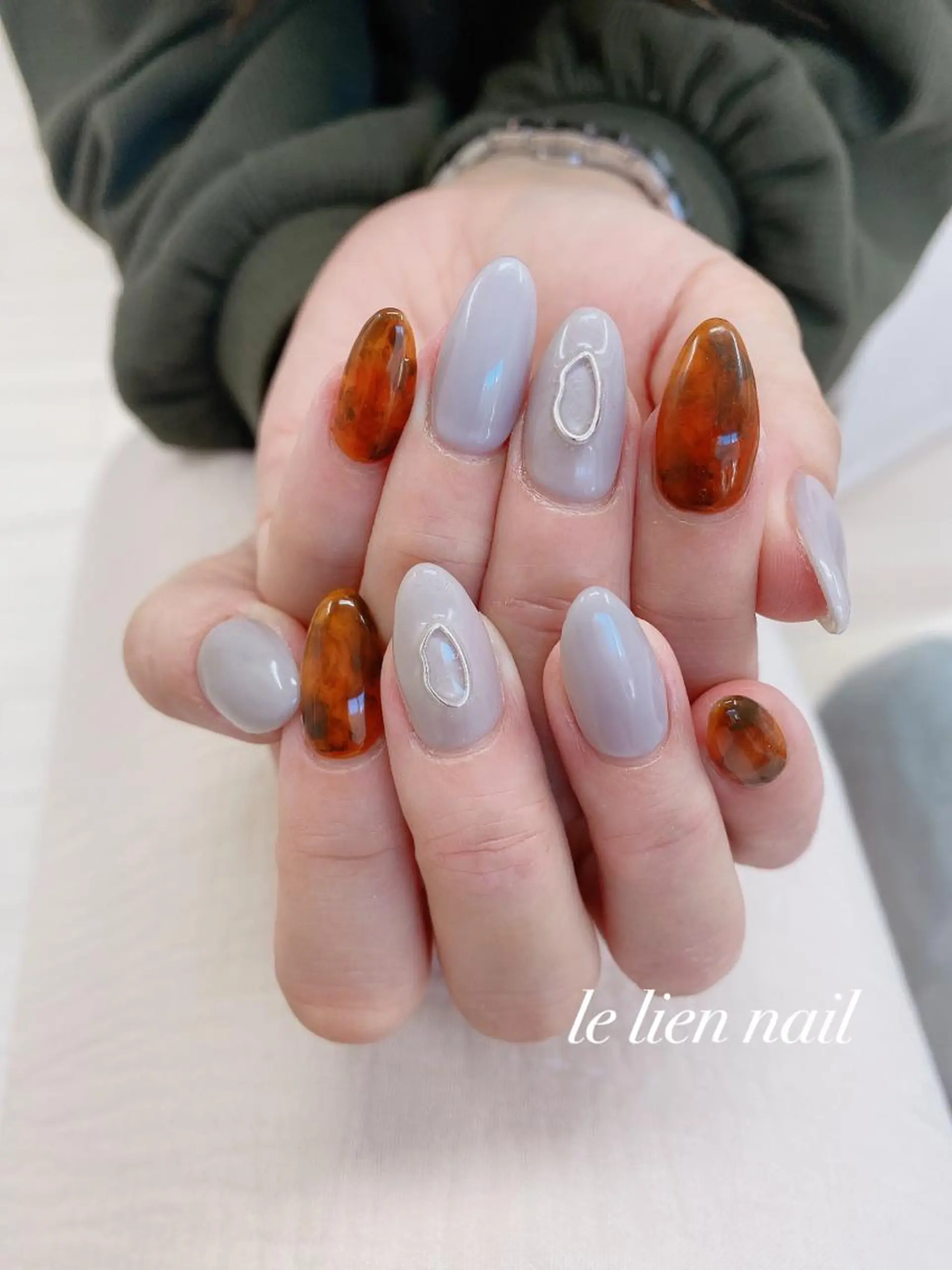 ネイル アートネイル べっ甲ネイル ニュアンスネイル ハンドネイル le lien nailのネイルデザイン