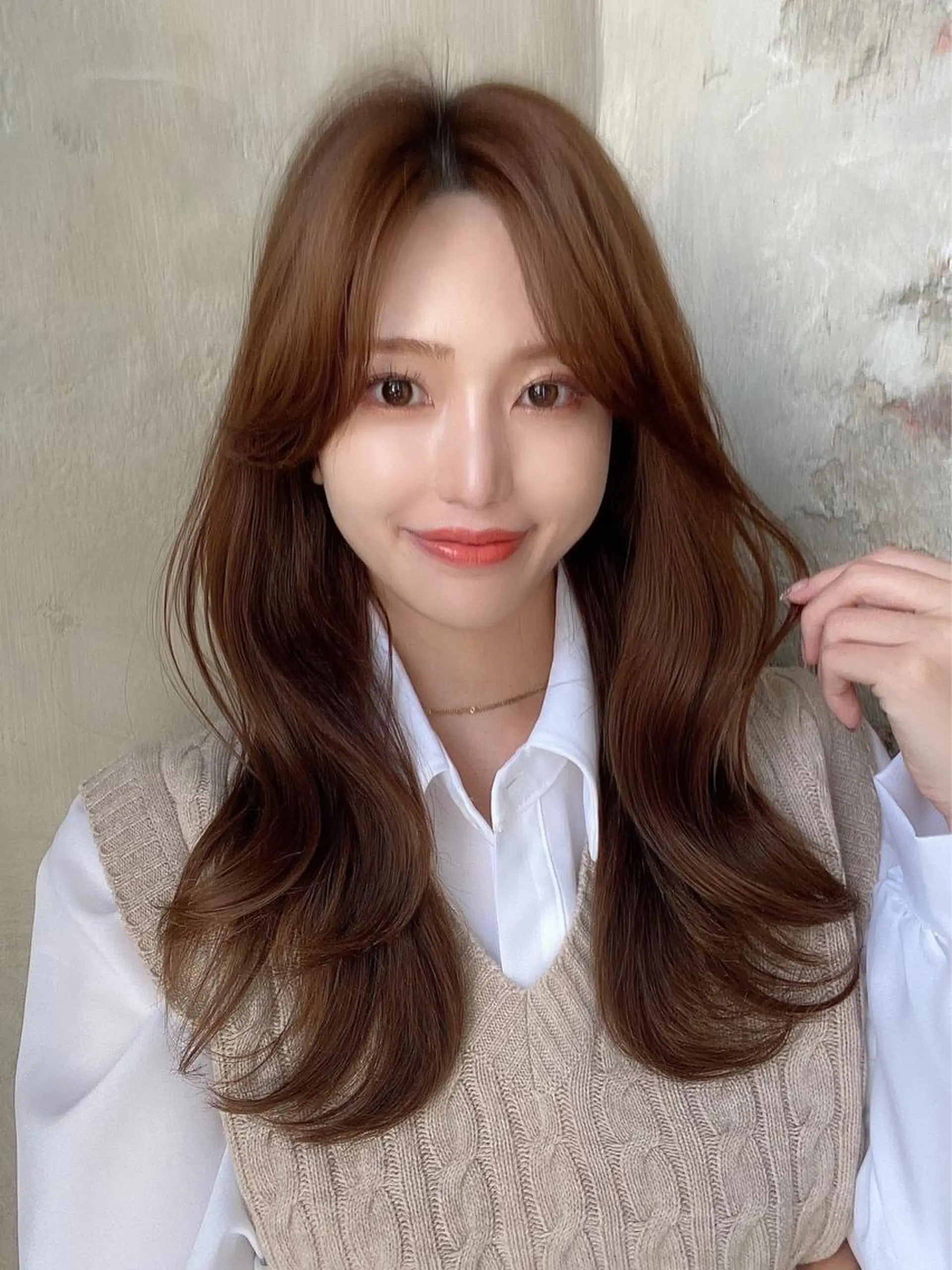 ロング くびれヘア 髪質改善 ロング 縮毛矯正 カット ヘアカラー トリートメント 🧡くびれヘア/前髪 顔周り🧡久原結衣のヘアスタイル
