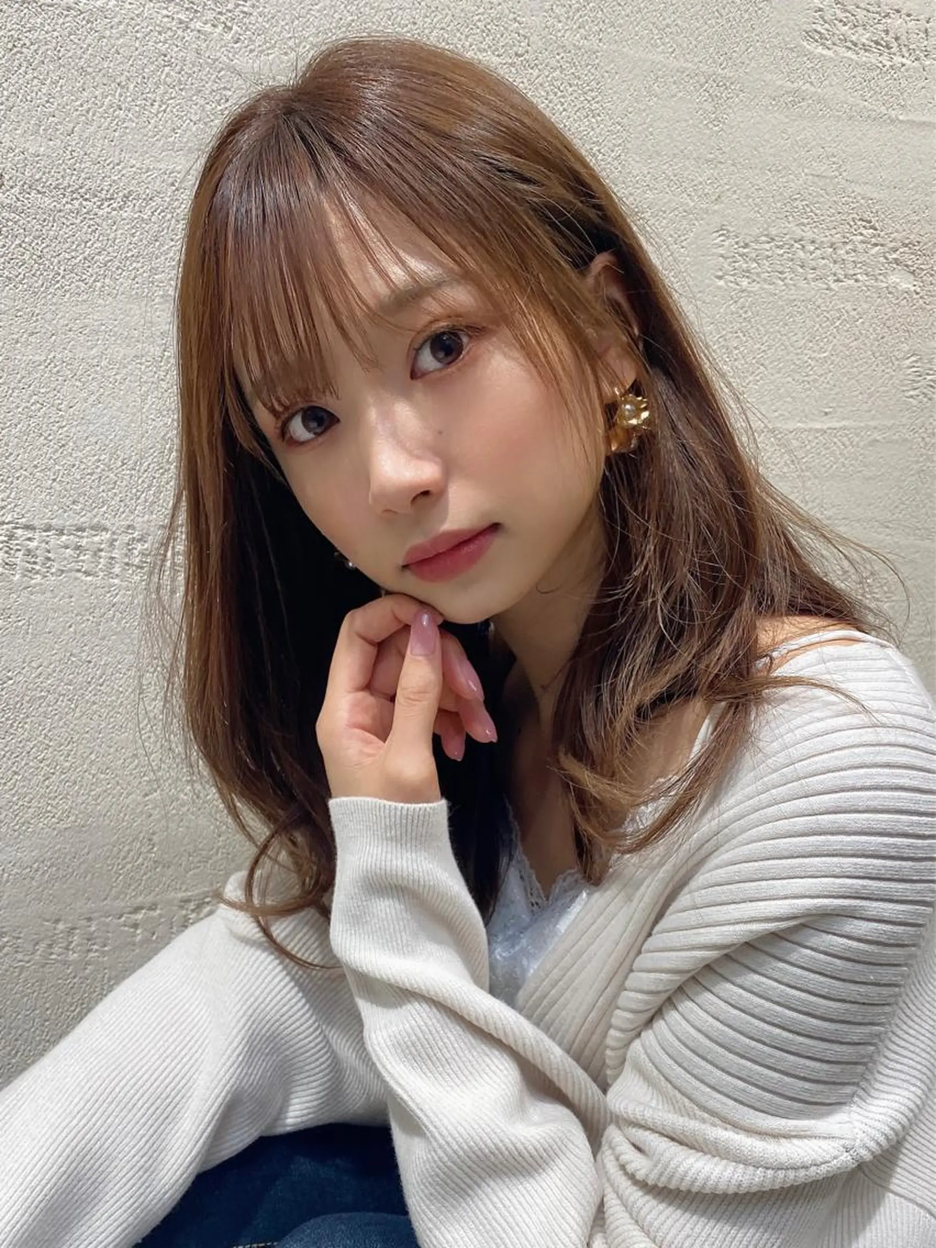 セミロング レイヤーカット シースルーバング カット ヘアカラー トリートメント 🧡くびれヘア/前髪 顔周り🧡久原結衣のヘアスタイル