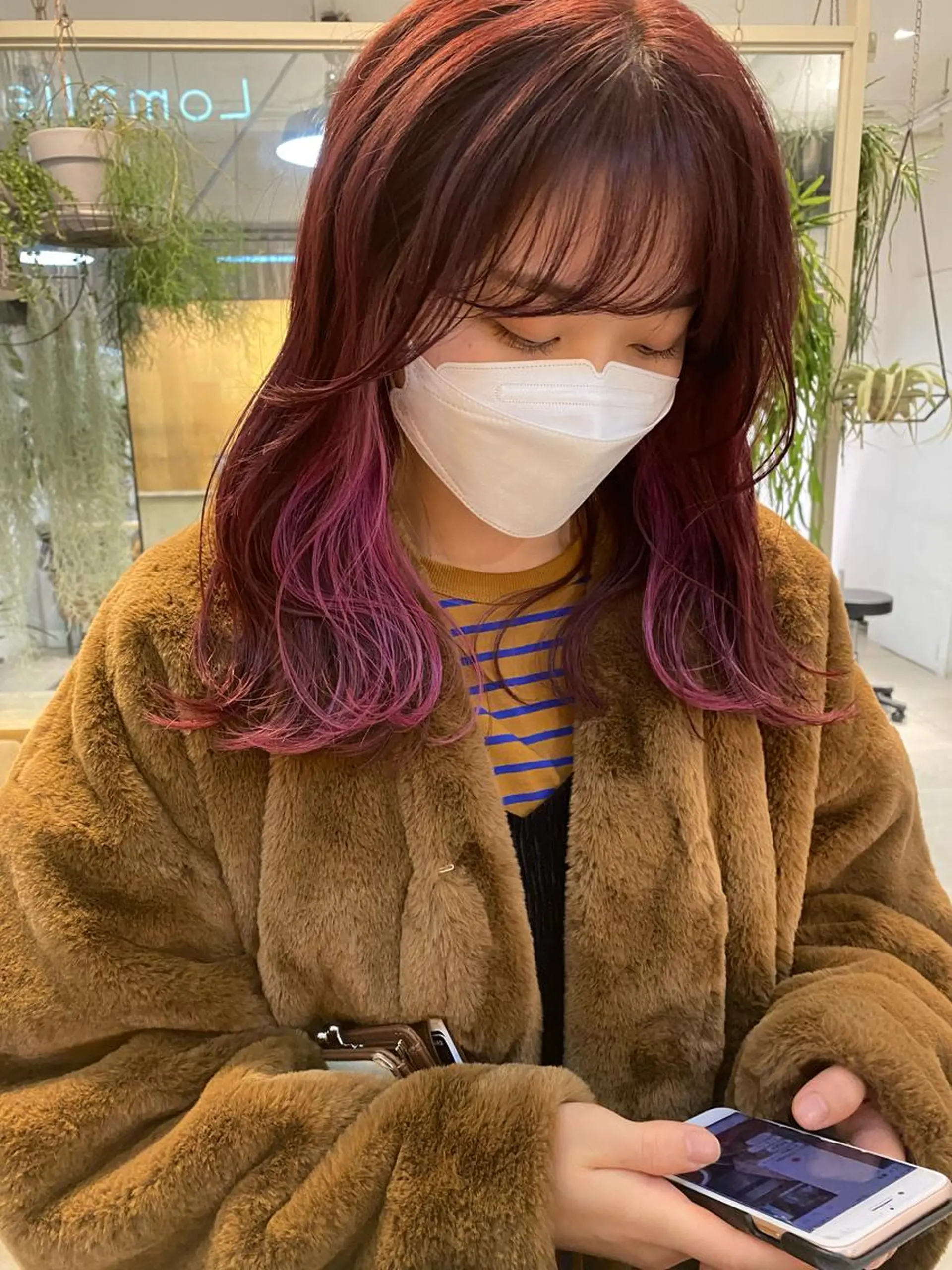 セミロング カラー ブラウンカラー ピンクカラー ピンクブラウン Lomalia 🤍🫧/makoのヘアスタイル
