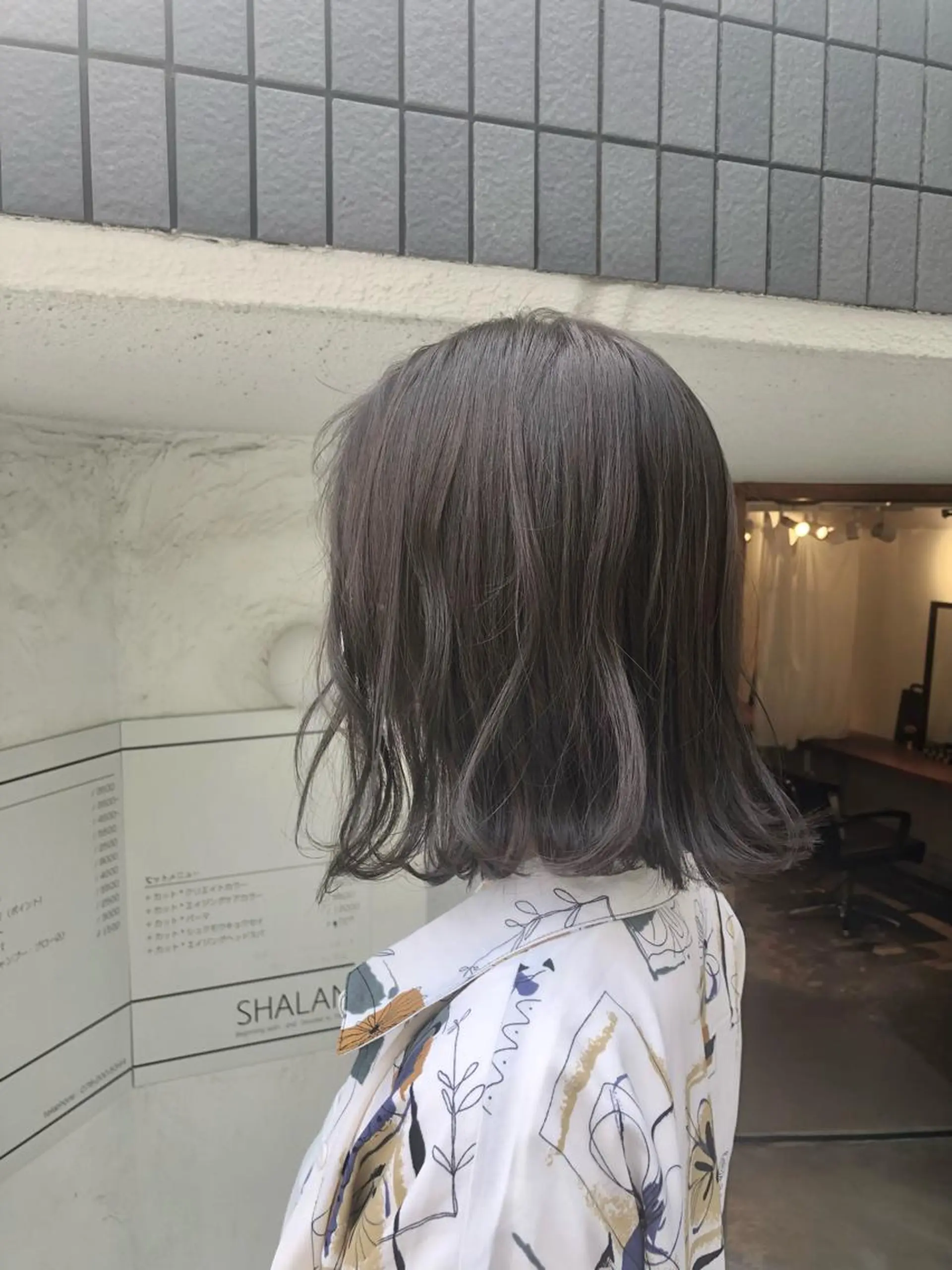 ミディアム カラー アッシュ ベージュカラー ボブ ヘアカラー FUJINO RYOのヘアスタイル
