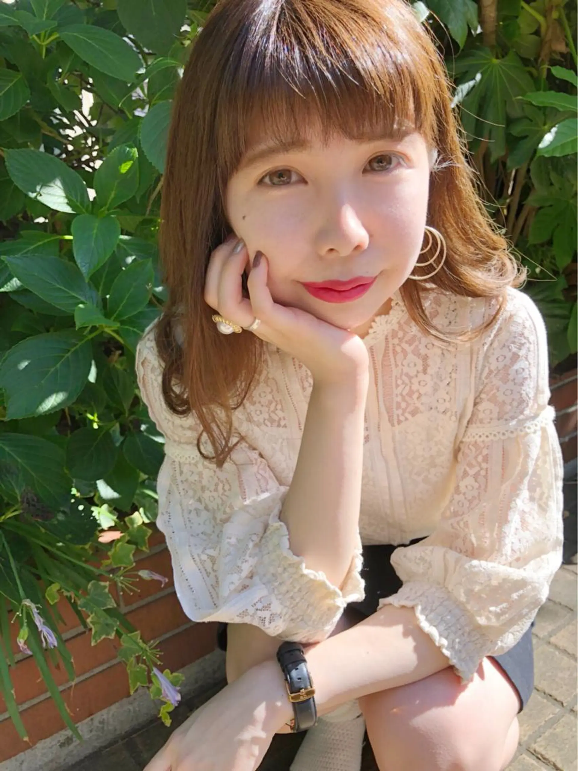 ミディアム カラー オルチャンヘア COREblanc ゆきの／表参道 原宿のヘアスタイル