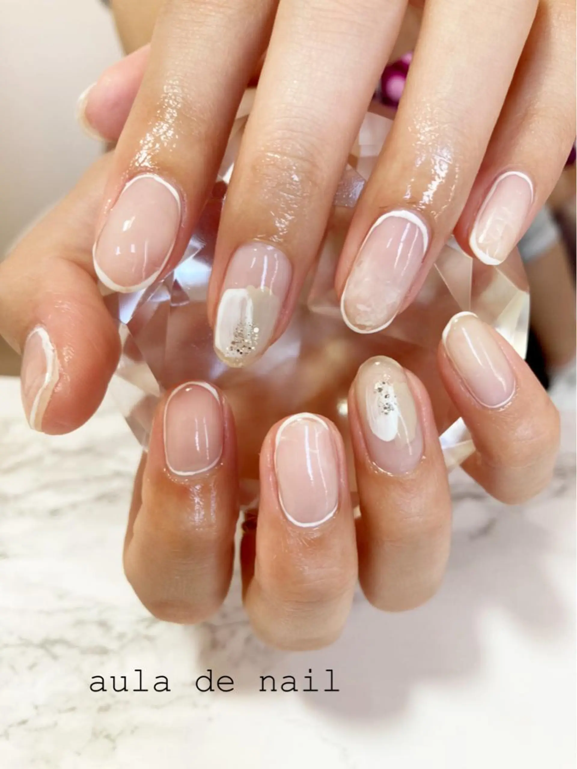 ショート ネイル クリアネイル ハンドネイル auladenail アウラデネイルのネイルデザイン