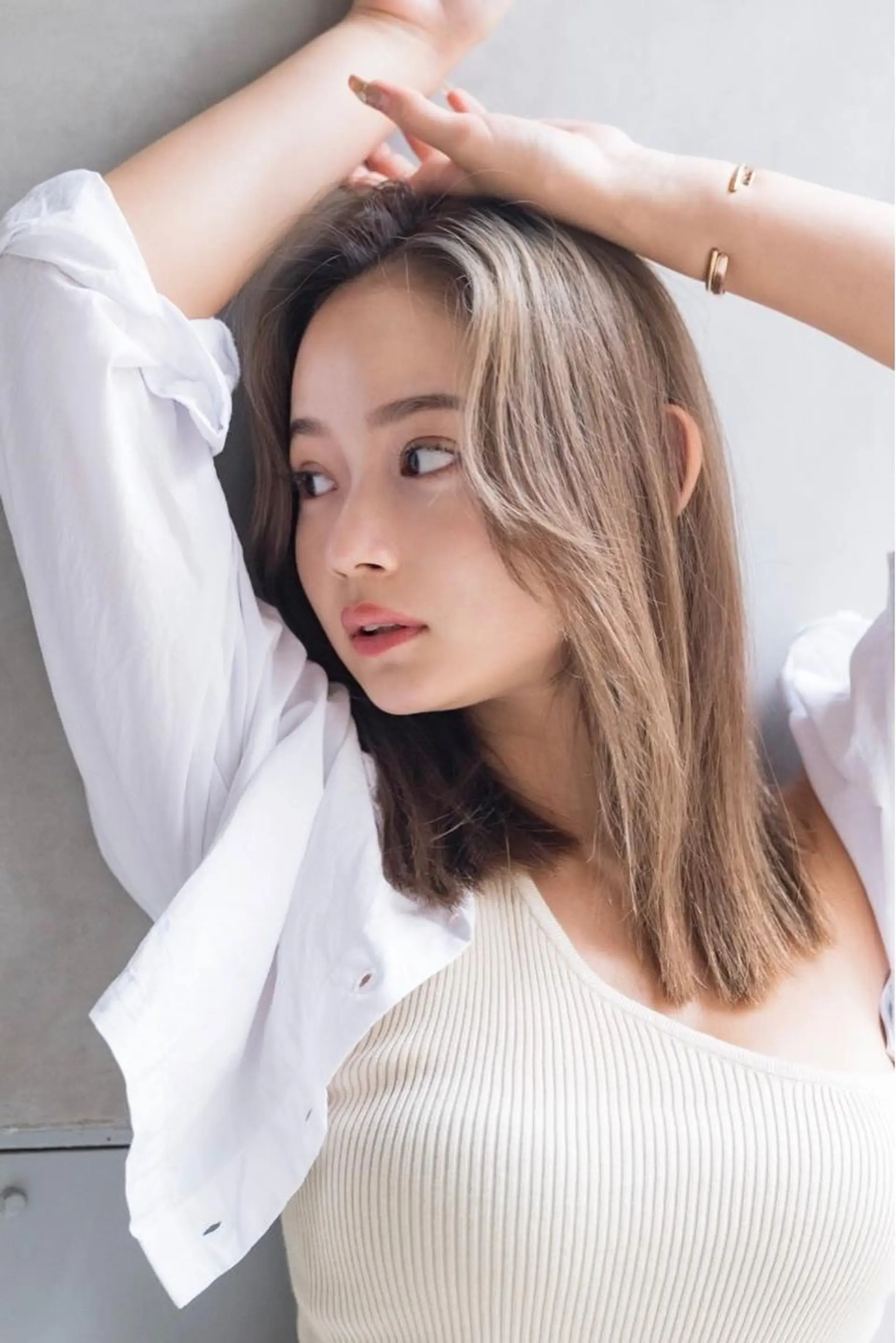 セミロング カラー ヘアアレンジ ベージュカラー ヘアカラー トリートメント ヘアセット 金子 廉のヘアスタイル