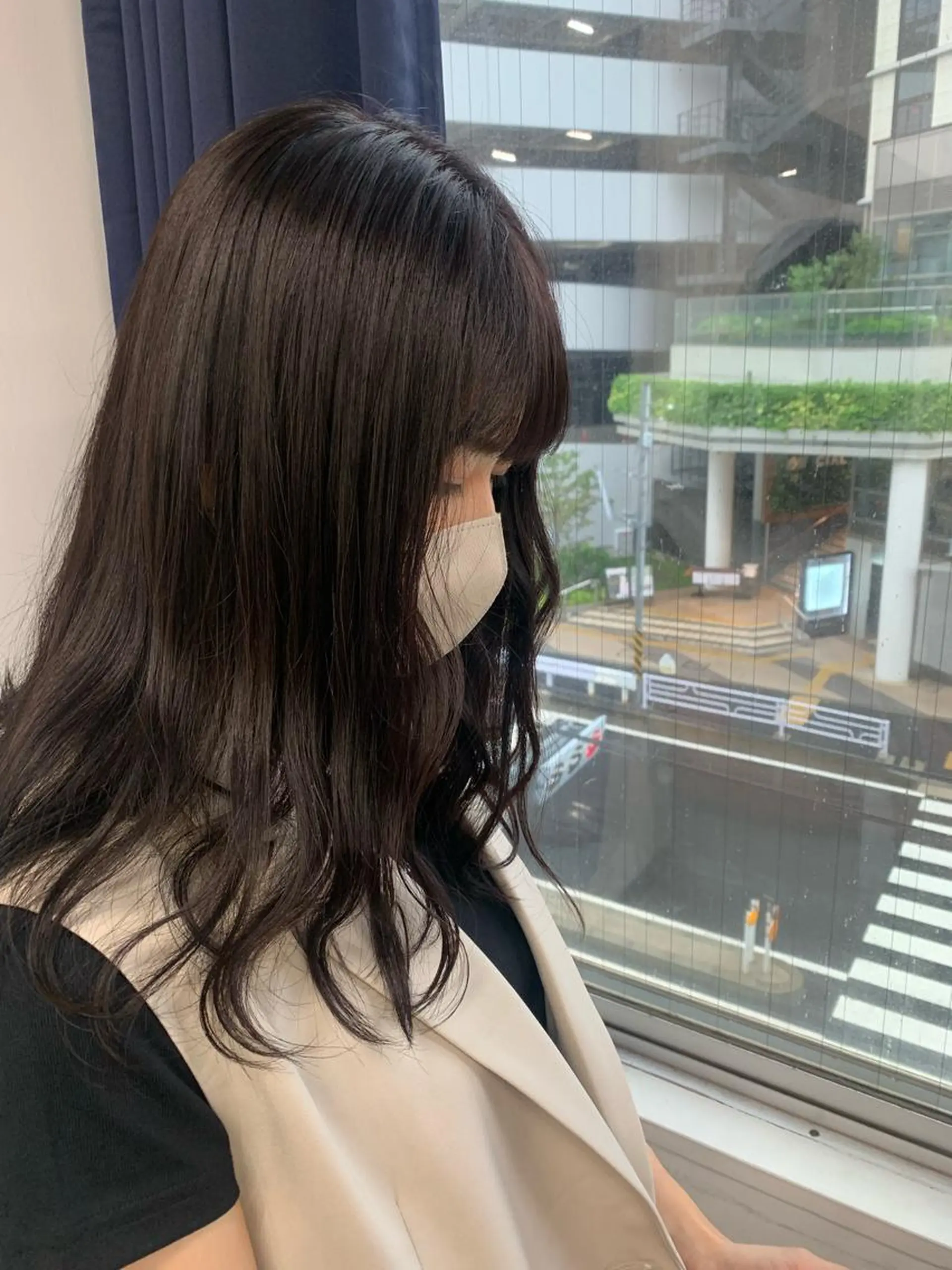 ロング カラー 韓国レイヤー ハッシュカットのヘアスタイル