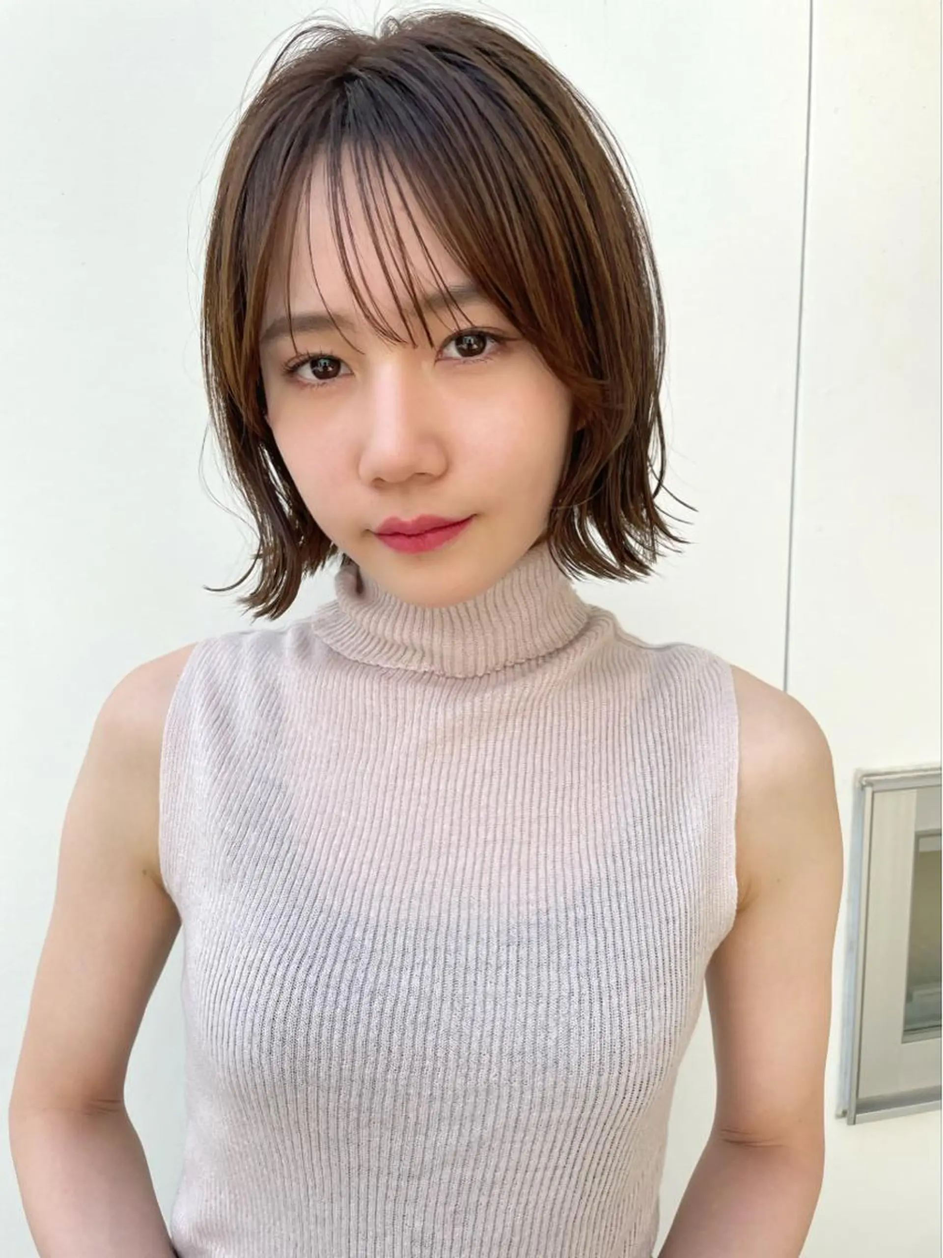ミディアム カラー 結べるレイヤーボブ くびれLady表参道のヘアスタイル
