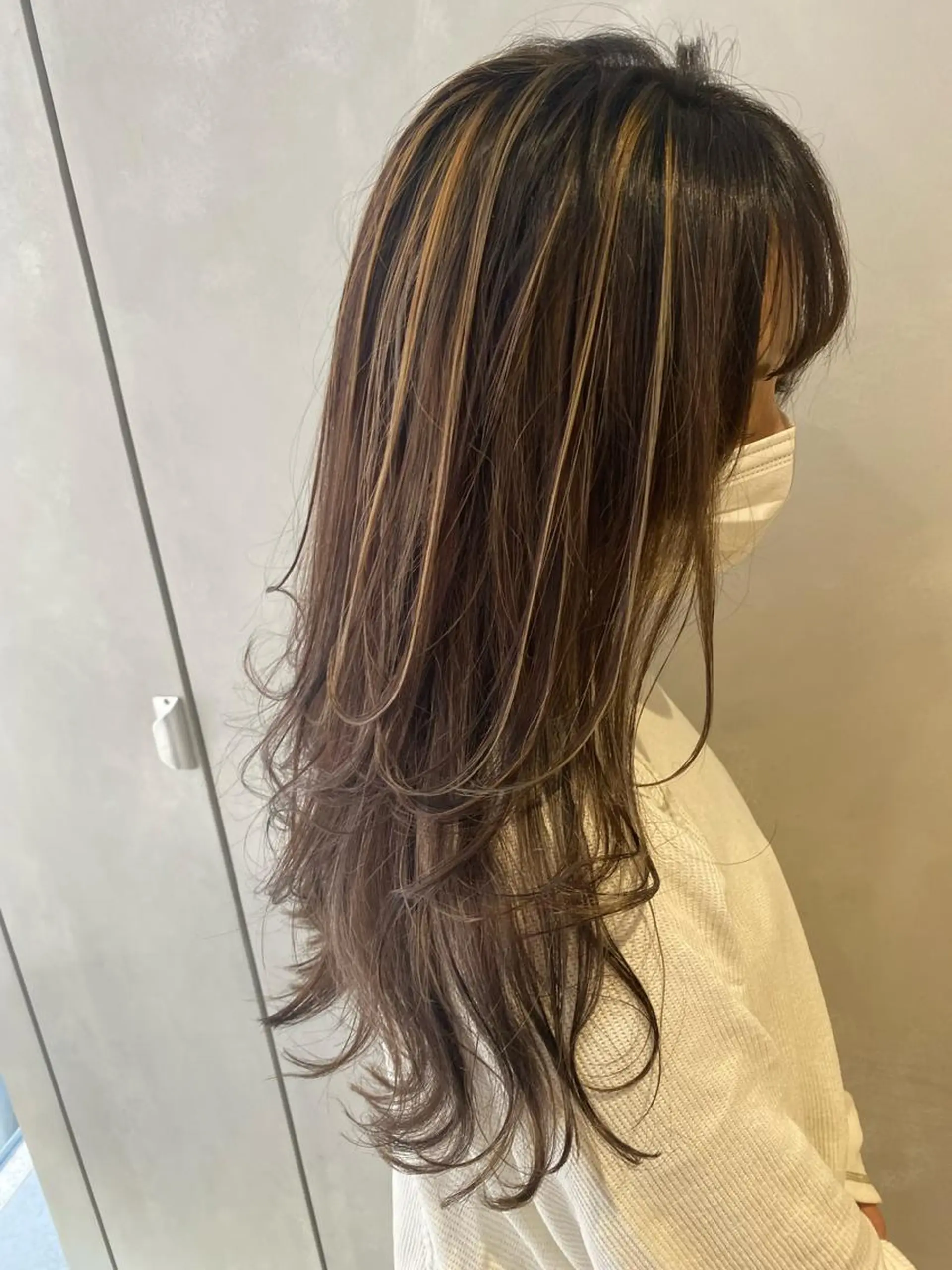 ロング カラー nishido ハイライト/メンズのヘアスタイル