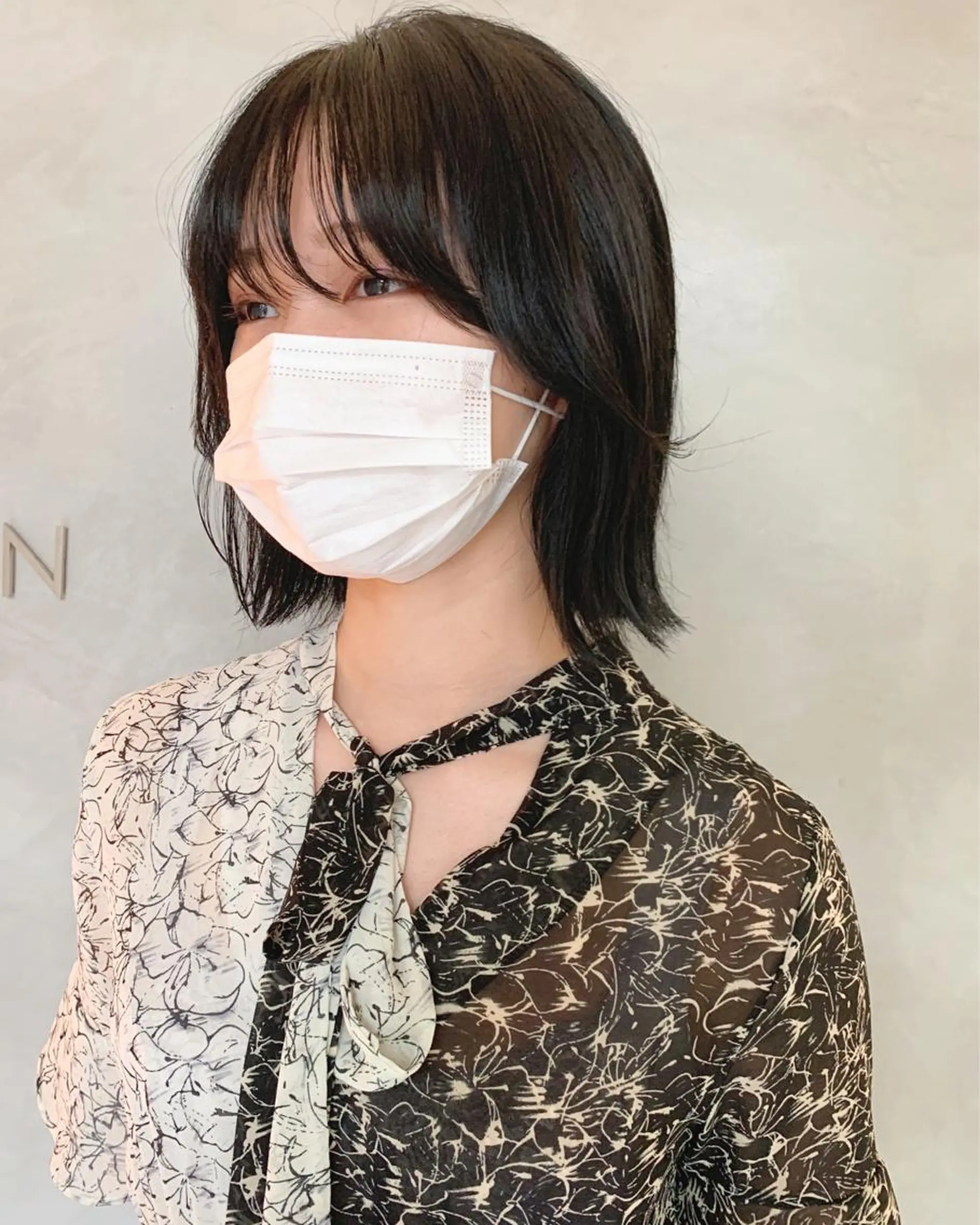 ミディアム カラー パーマ ボブ 顔周りカット sakoda shunkiのヘアスタイル