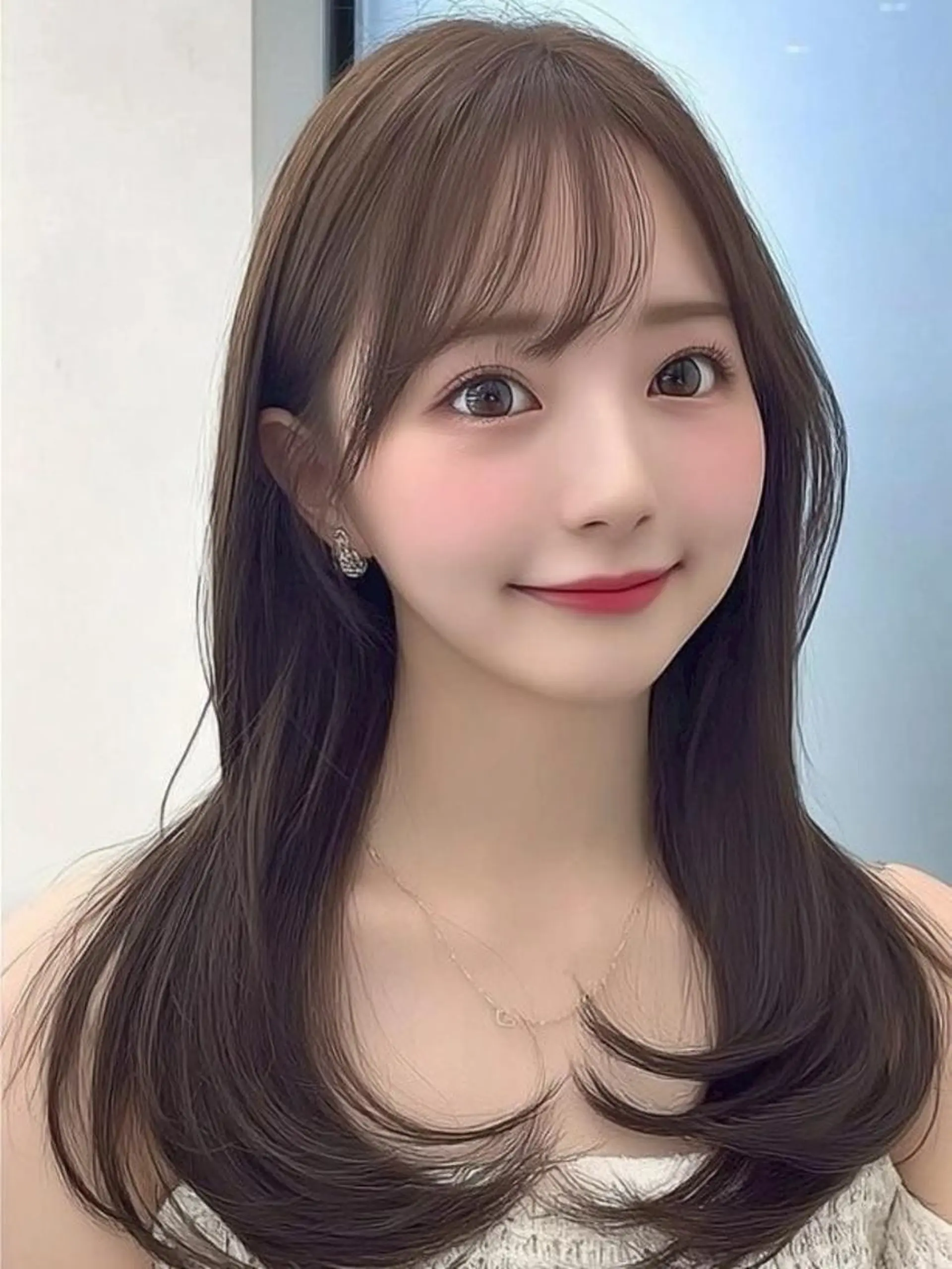 セミロング くびれヘア 髪質改善 韓国風ヘア 似合わせカット 縮毛矯正 カット ヘアカラー 顔周りカット💐/ 髪質改善/MAOのヘアスタイル