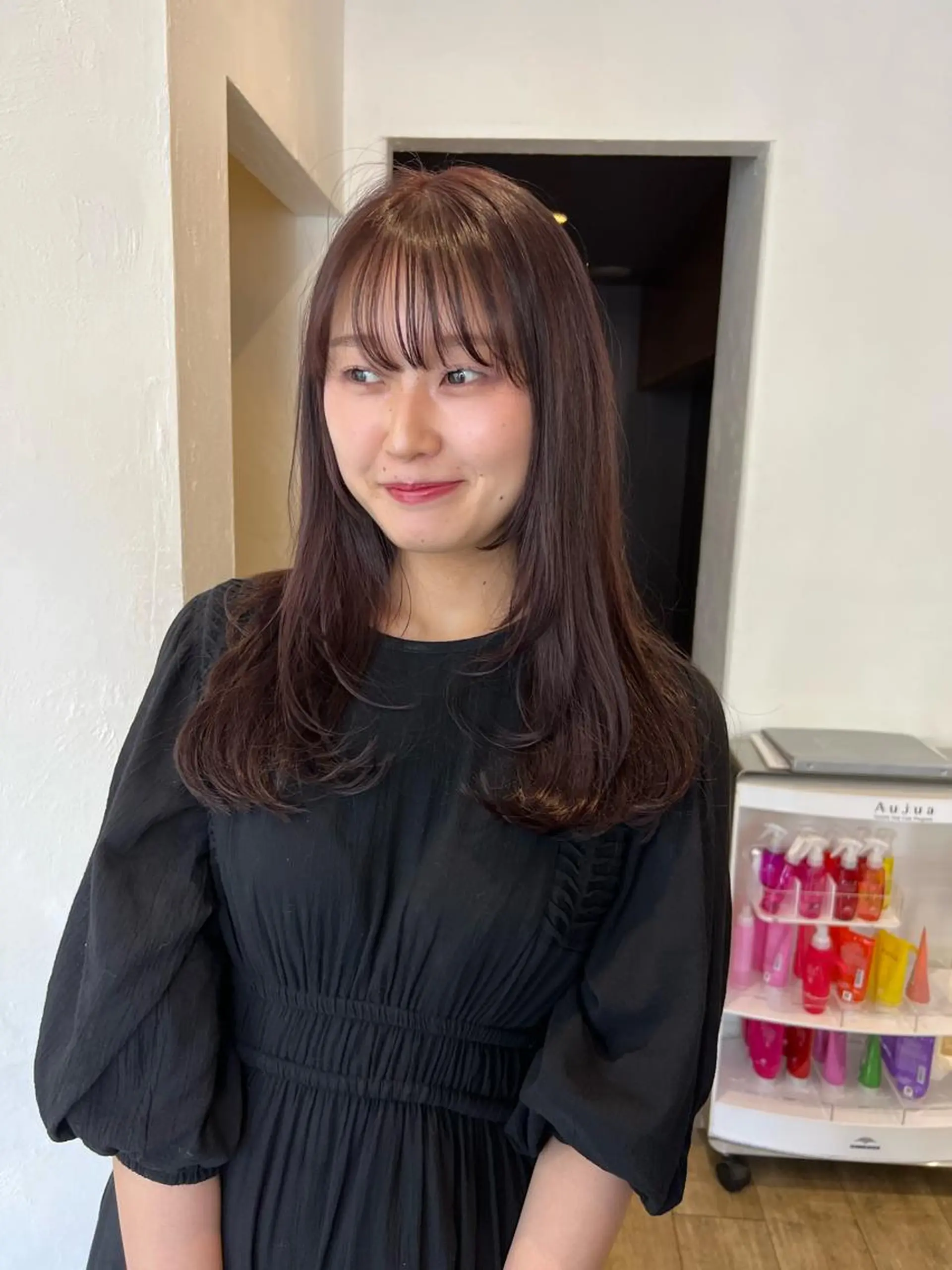 セミロング カラー ブラウンカラー ピンクカラー ピンクブラウン レイヤーカット カット ヘアカラー トリートメント 店長　ショート& パーマ　坂本のヘアスタイル