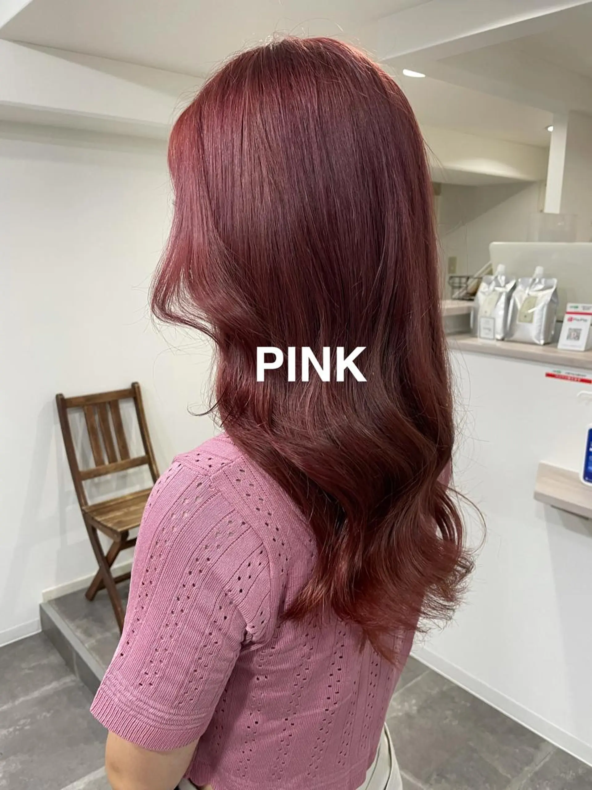 セミロング カラー ピンクカラー カット ヘアカラー 森田 一平のヘアスタイル