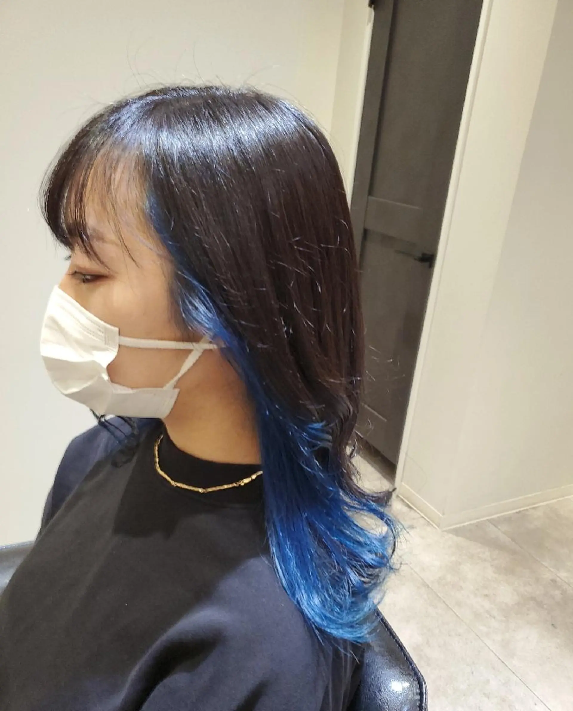 ロング カラー アッシュ ブルーカラー ダークアッシュ インナーカラー 💎カラー特化💎 長嶺文江💎のヘアスタイル