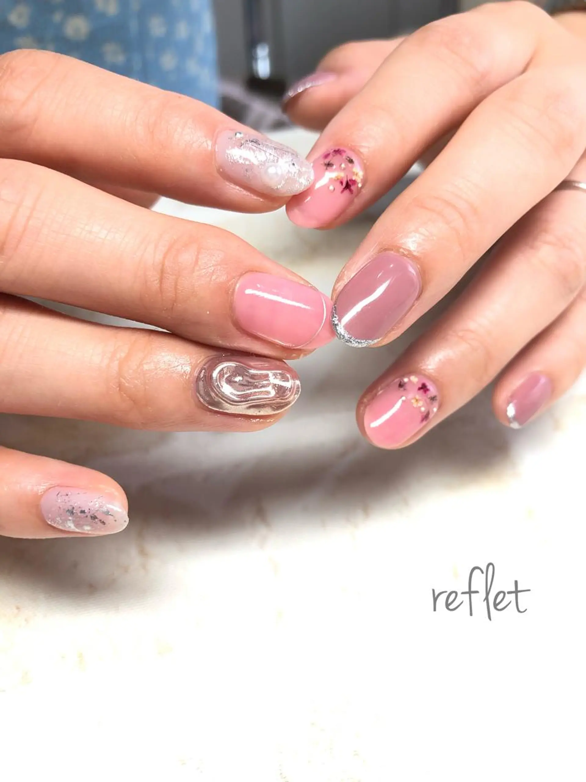 ネイル アートネイル 持ち込み 春ネイル ハンドネイル reflet nailのネイルデザイン