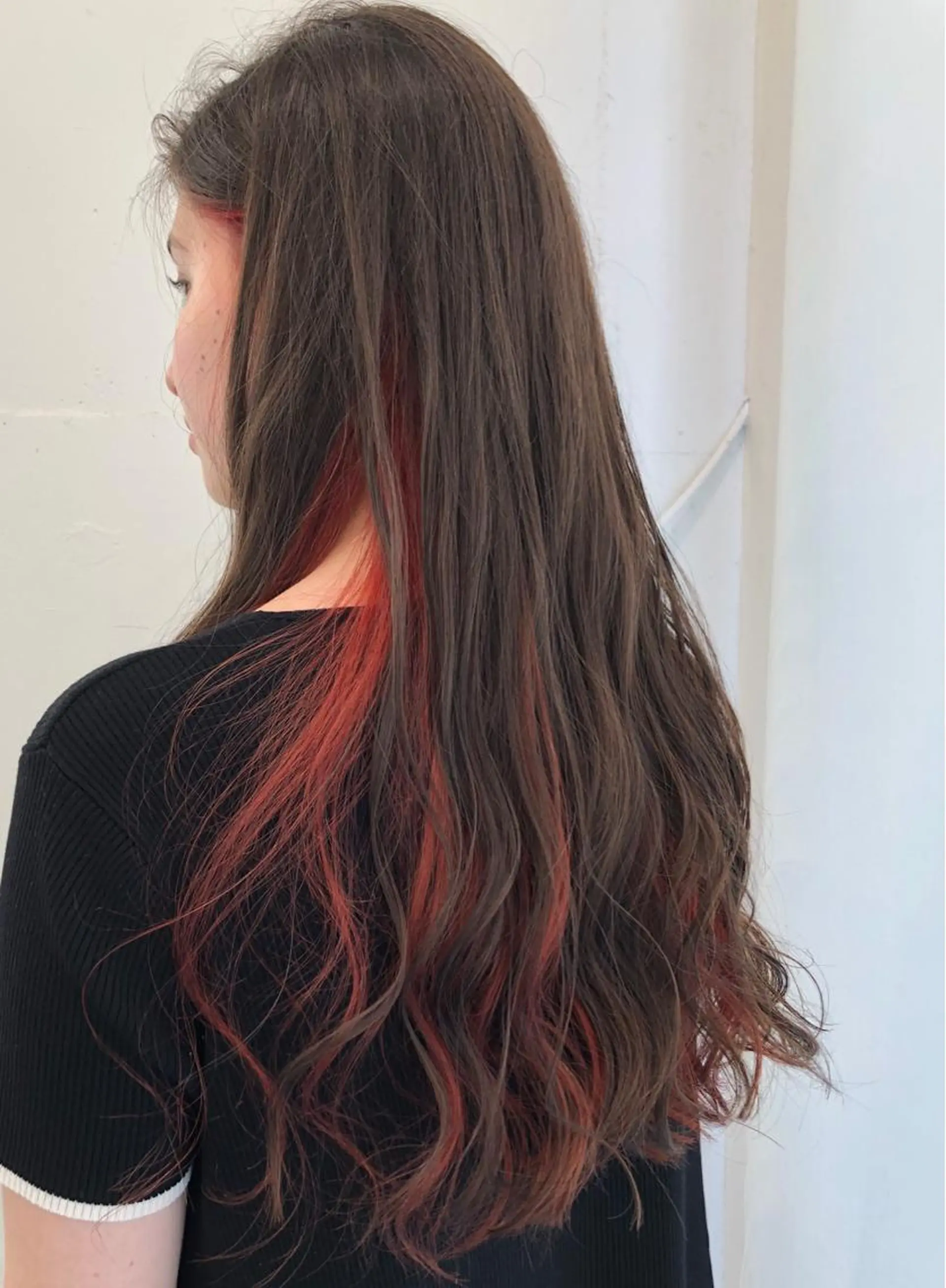 ロング カラー ハイトーンカラー インナーカラー レッドカラー un所属・un 溝の口 伊豆本のマツエク・マツパデザイン