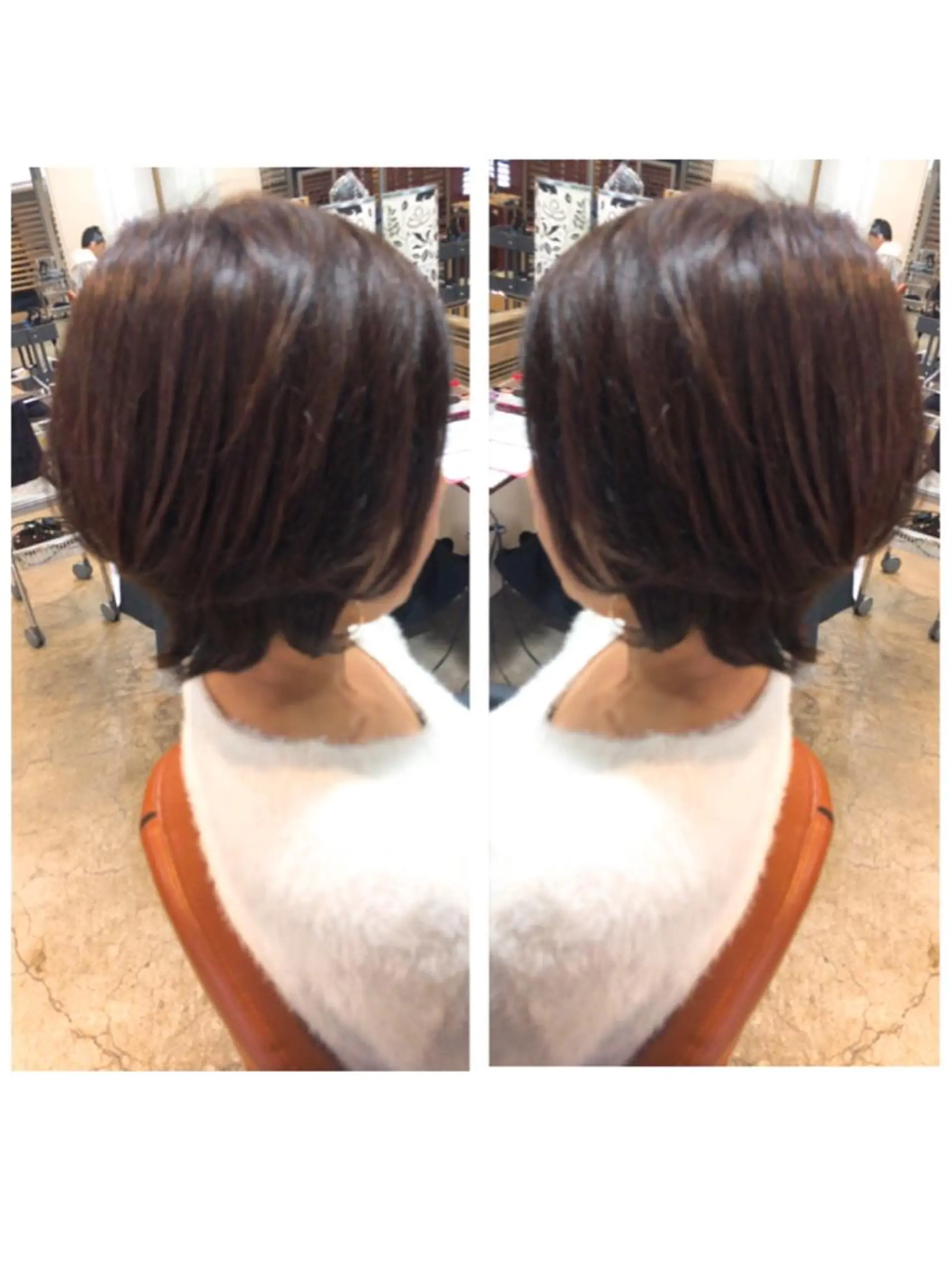 ショート カラー 外ハネヘア カット ヘアカラー トリートメント 品田 真里のヘアスタイル