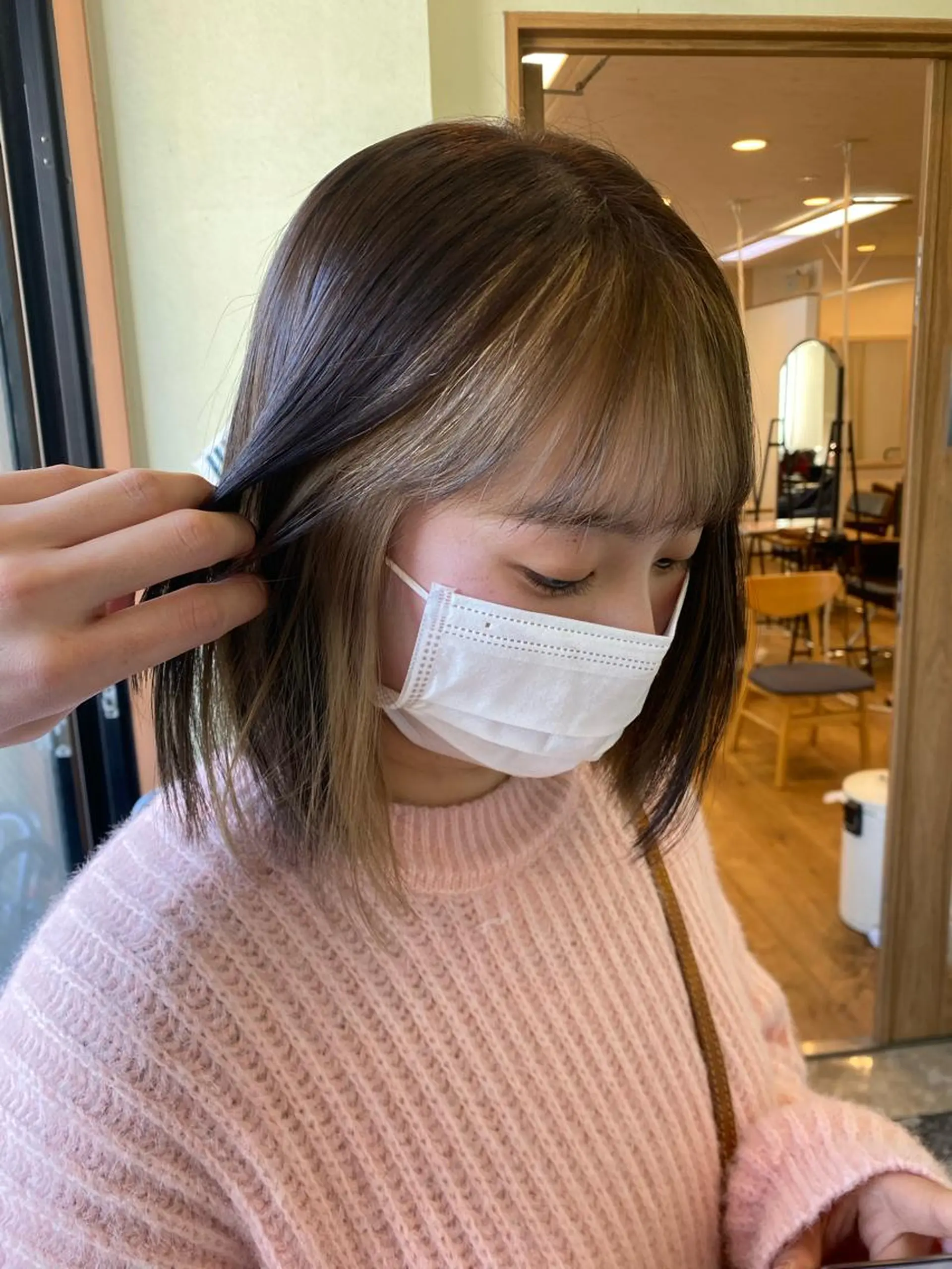 ショート ミストバング 顔周りカット カット ヘアカラー トリートメント NUMBER 天王寺YUYAのヘアスタイル