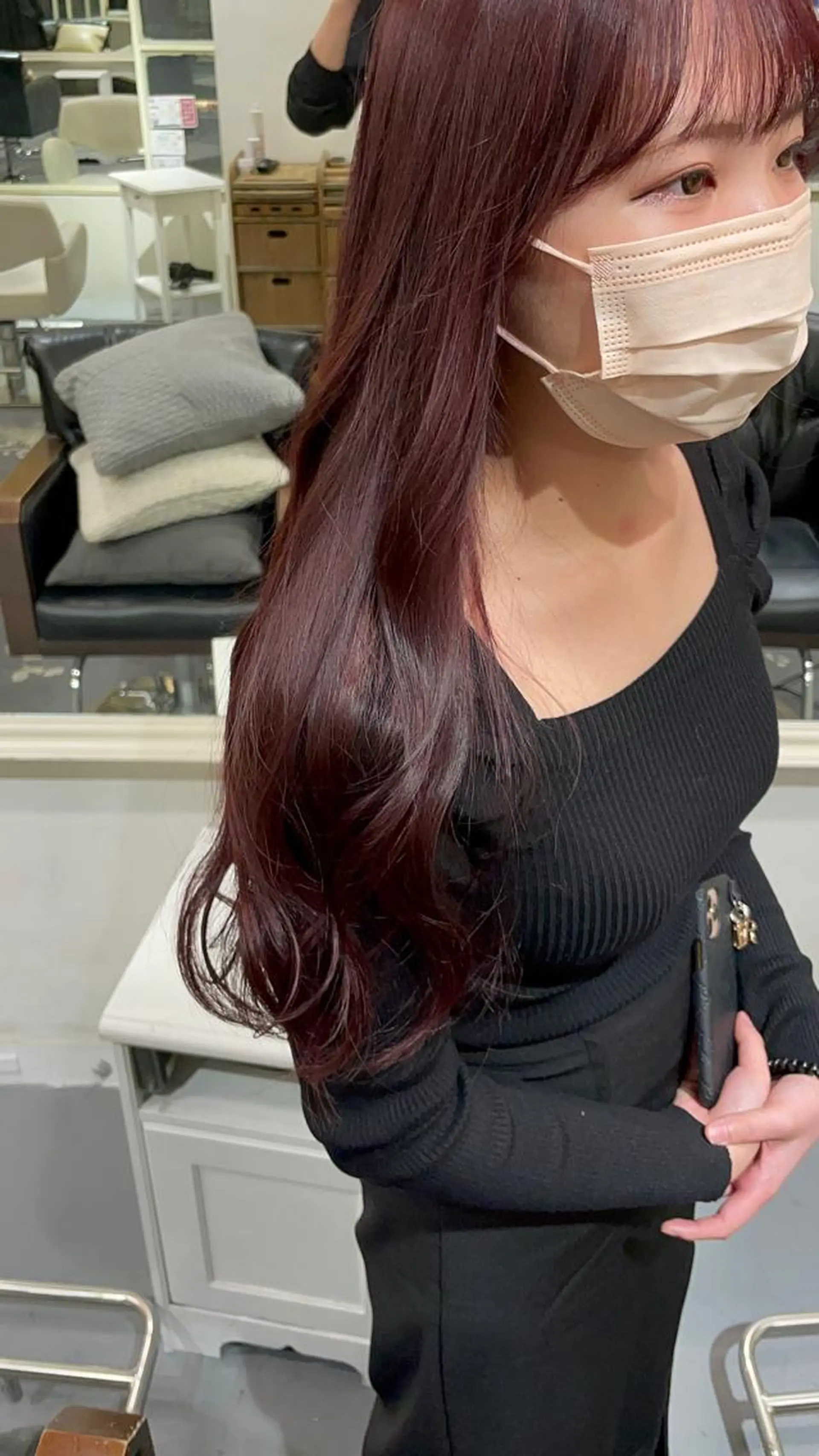 ロング カラー ヘアカラー ぱつっとボブ 古家 佑真のヘアスタイル