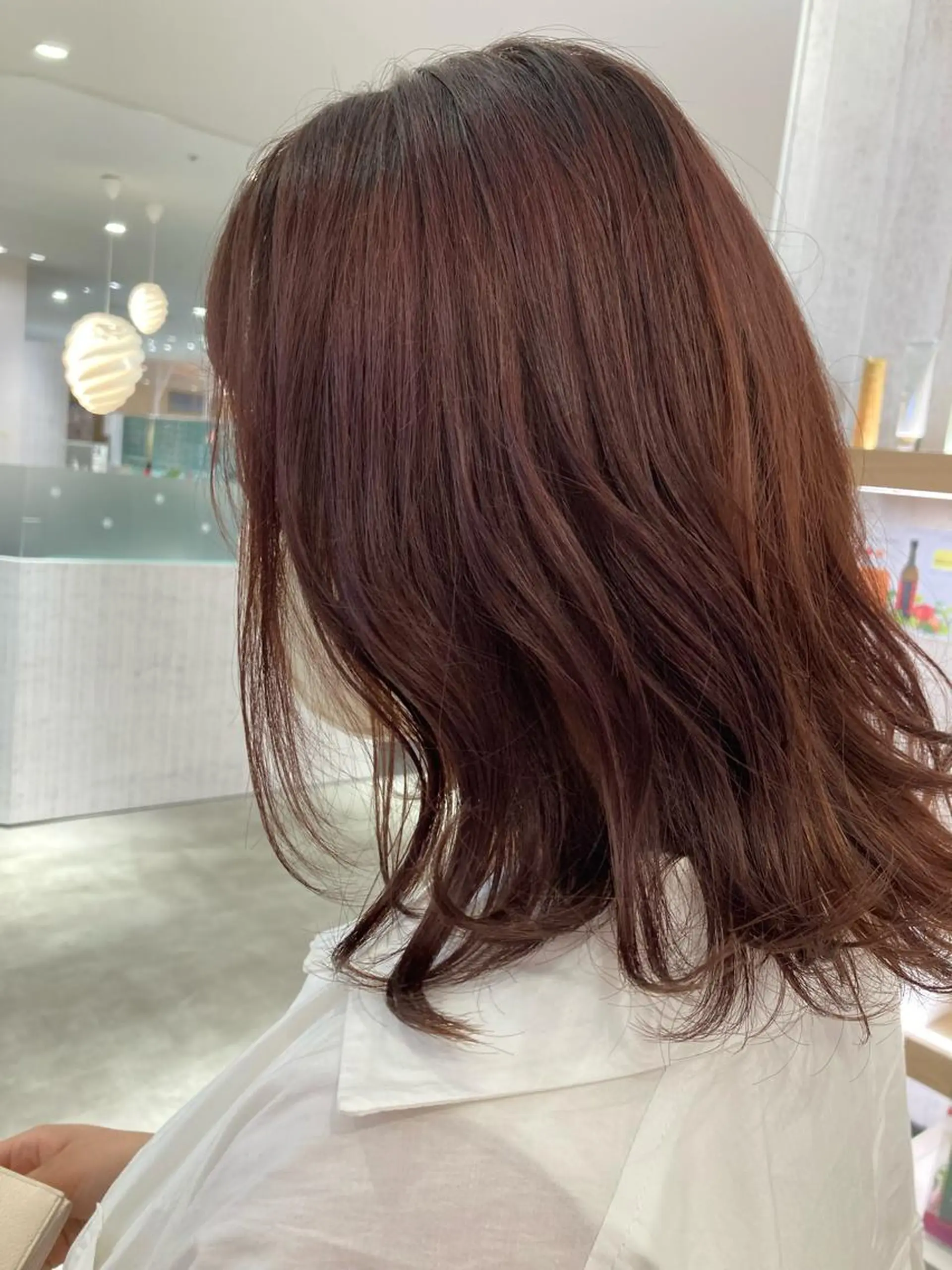 セミロング カラー ブラウンカラー オレンジ オレンジブラウン ヘアカラー 野村 さなみ✨ぱっつんボブのヘアスタイル