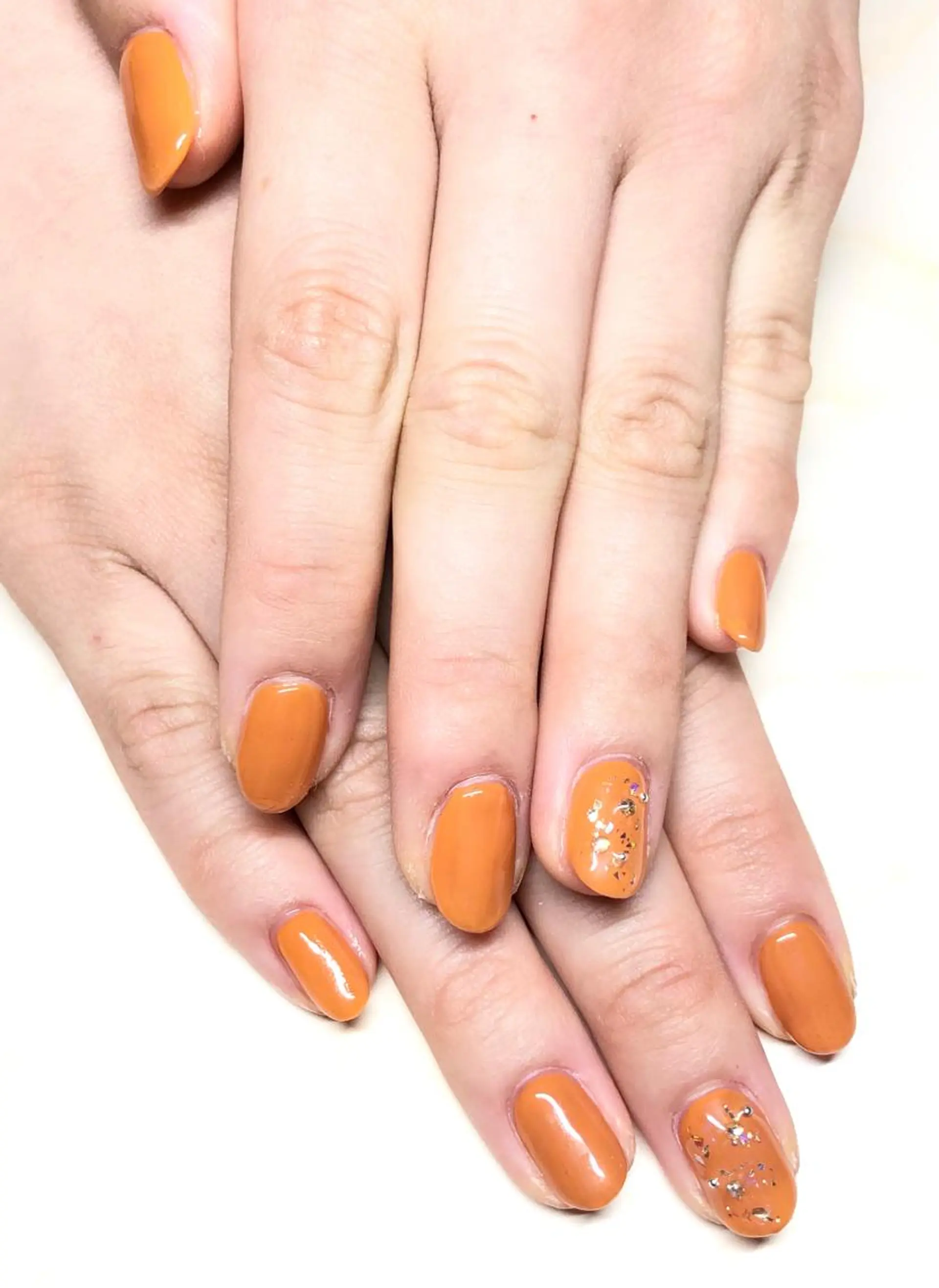 ネイル ブラウン オレンジ Mirei NAIL 金児のネイルデザイン