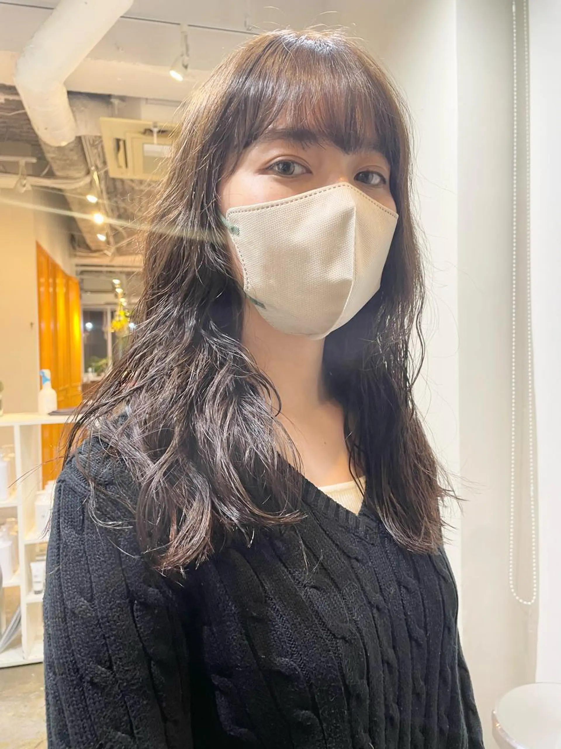 セミロング カラー パーマ セミロングパーマ アッシュ ベージュカラー カット ヘアカラー パーマ トリートメント レイヤー／似合わせ TAKUYAのヘアスタイル