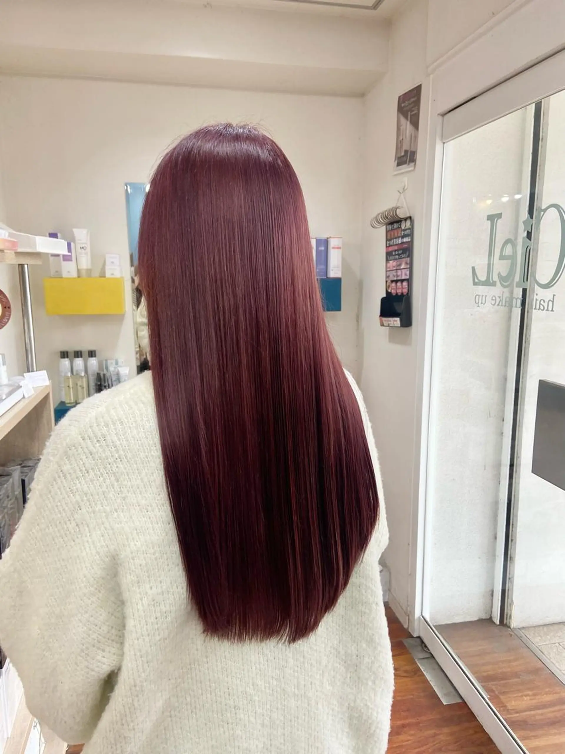 ロング カラー ピンクカラー カット ヘアカラー トリートメント 伏見稲荷/髪質改善/ ブリーチ/西川奈穂のヘアスタイル