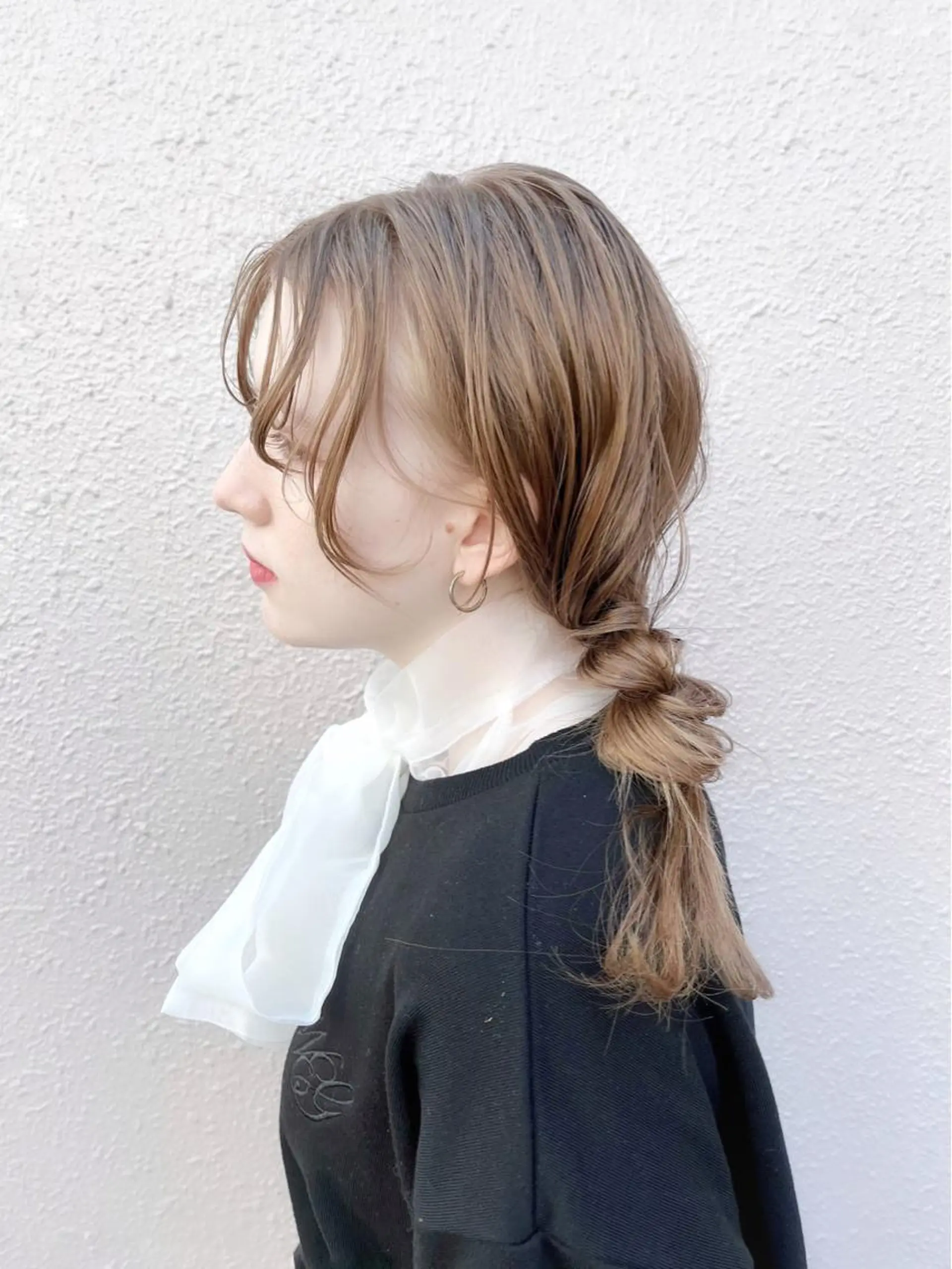セミロング カラー ヘアアレンジ ヘアセット ピンクカラー🩷 ヘアセットＮＯ.1のヘアスタイル