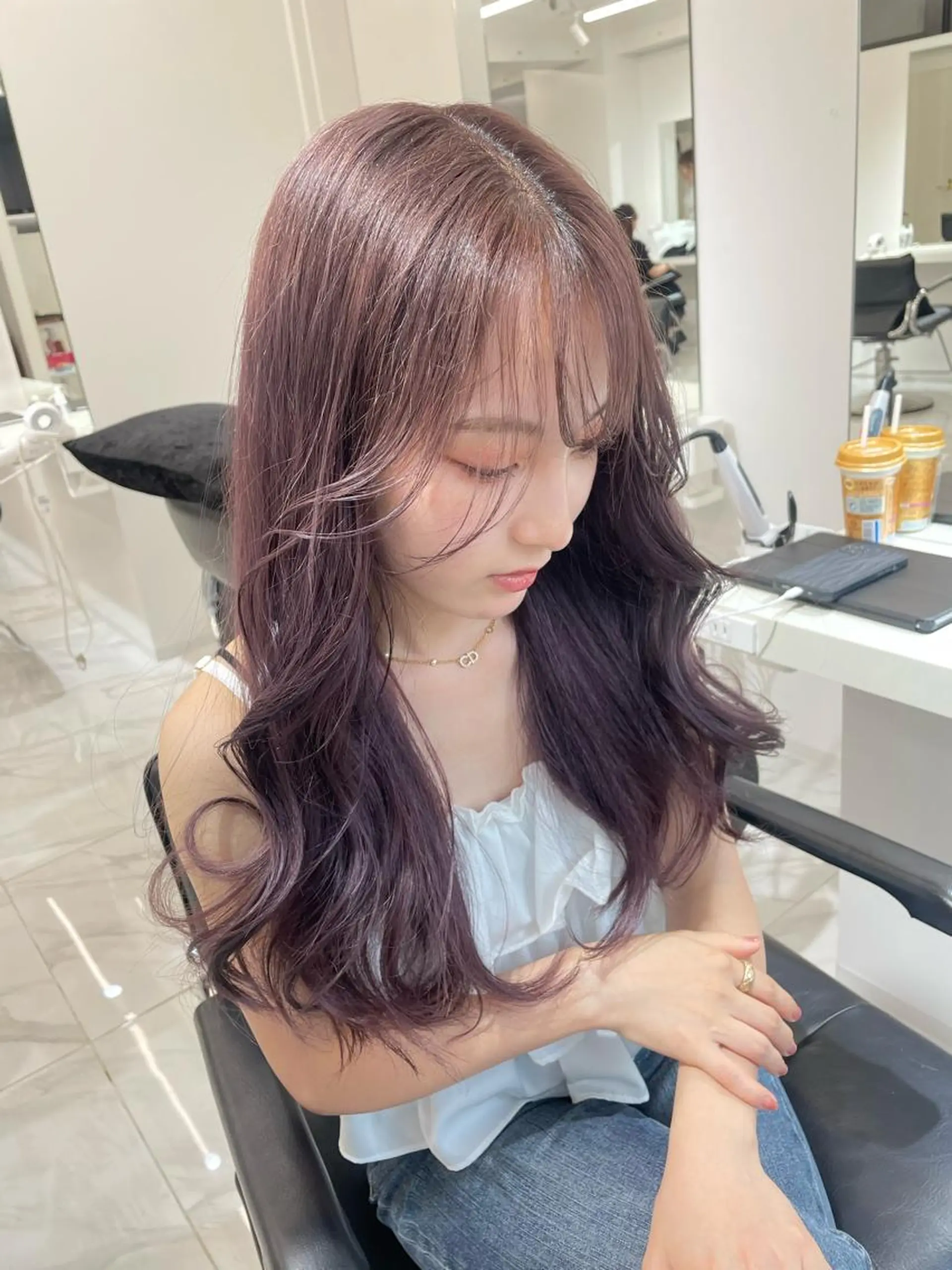 ロング カラー ブリーチ 透明感カラー ダブルカラー ハイトーンカラー ヘアカラー レイヤー/ハイトーン 渋谷/Satsukiのヘアスタイル