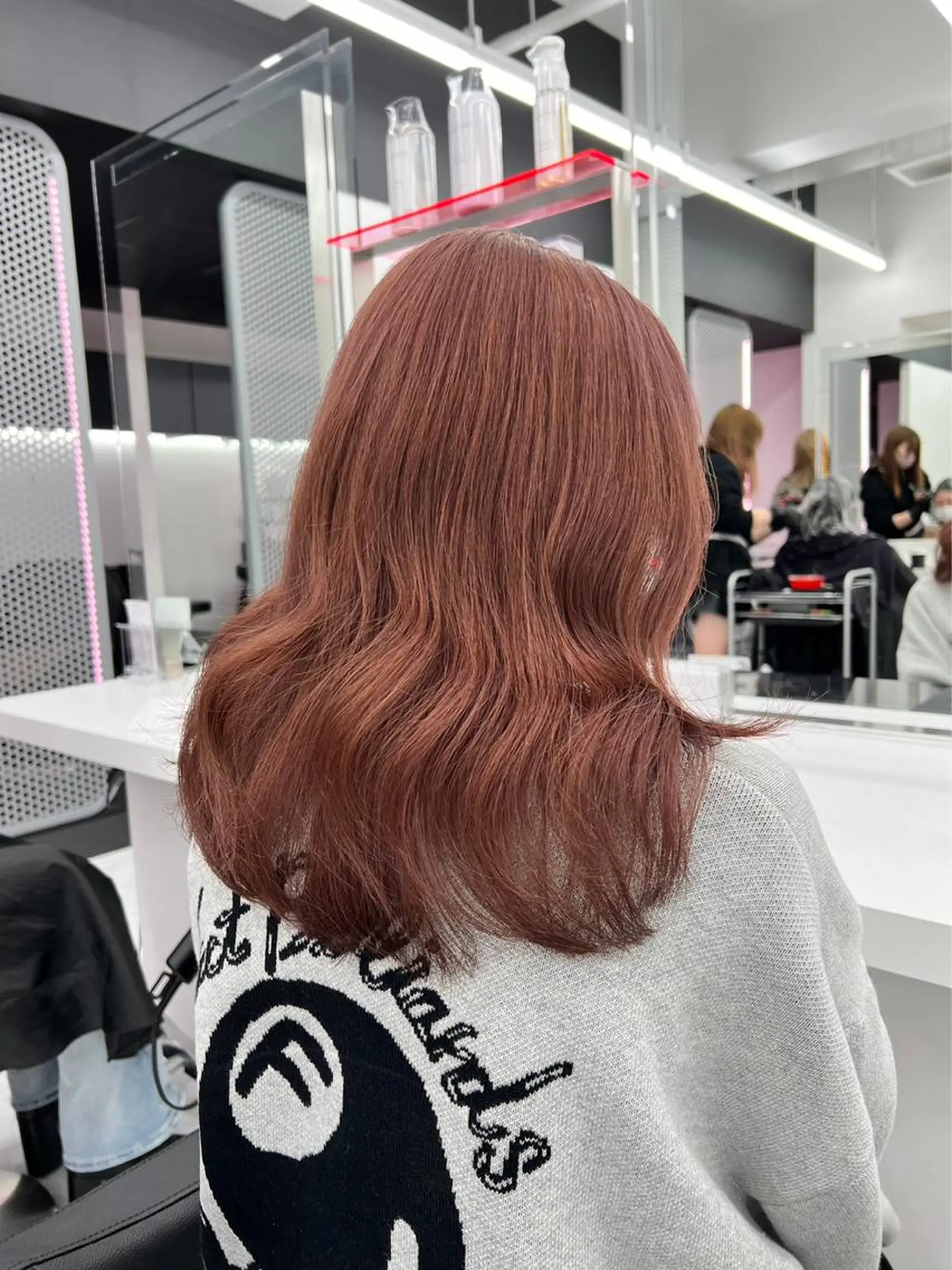 セミロング カラー ブラウンカラー ピンクカラー ピンクブラウン ヘアカラー トリートメント 韓国レイヤーカット /ダブルカラーのヘアスタイル