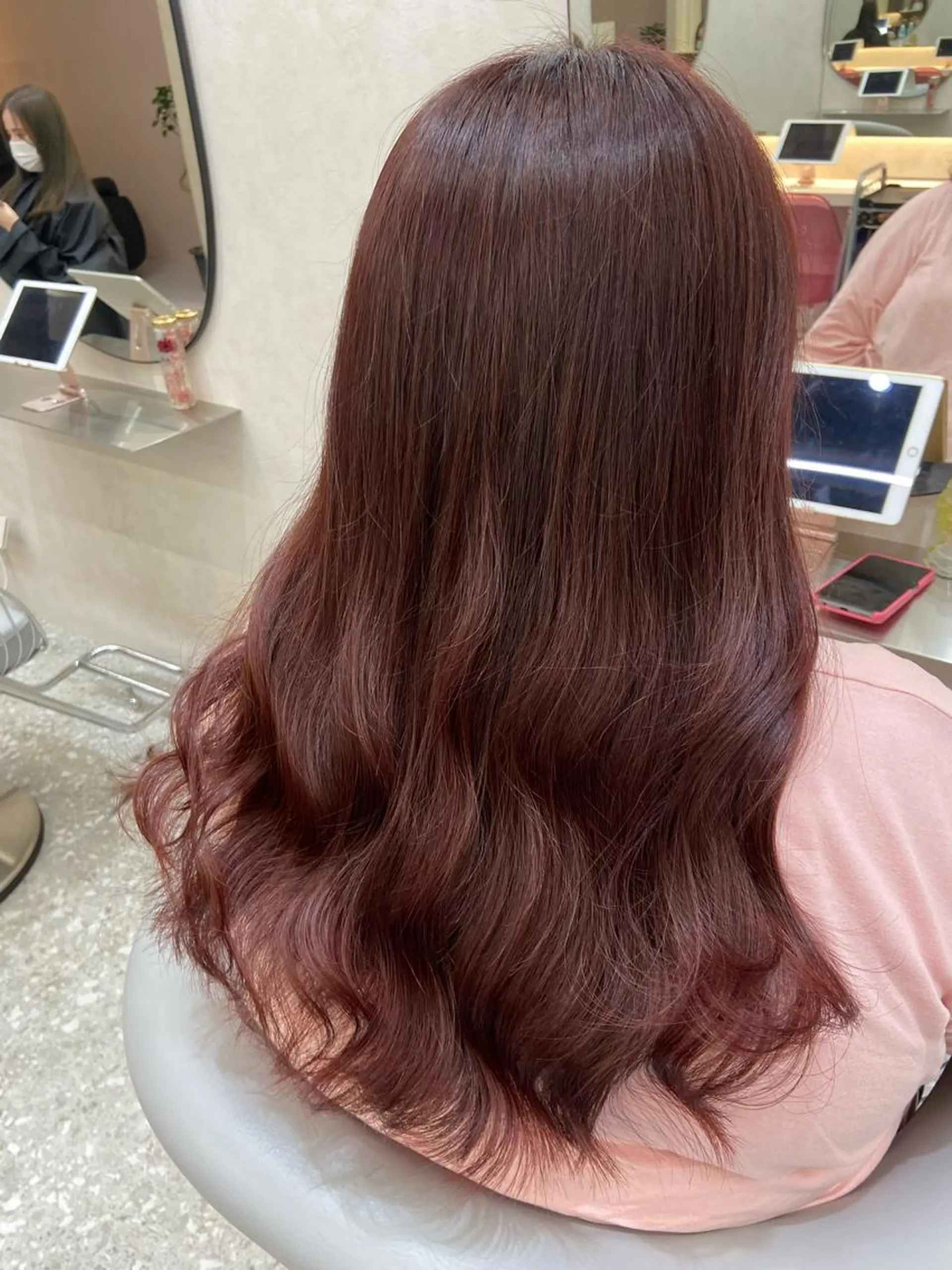 セミロング カラー シールエクステ ブリーチ ブラウンカラー ケアカラー ダブルカラー 新宿/韓国ヘア 中明度カラー/かやのヘアスタイル