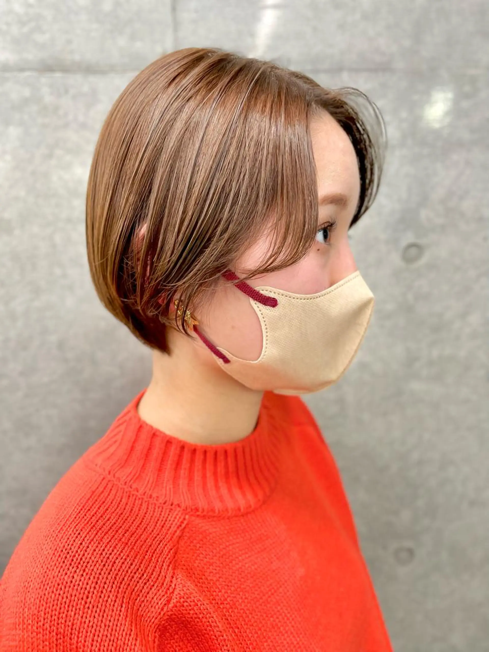 ショート アッシュ ボブ くびれヘア ハイライト レイヤーカット 表参道/髪質改善/ 透明感/遠藤良祈のヘアスタイル