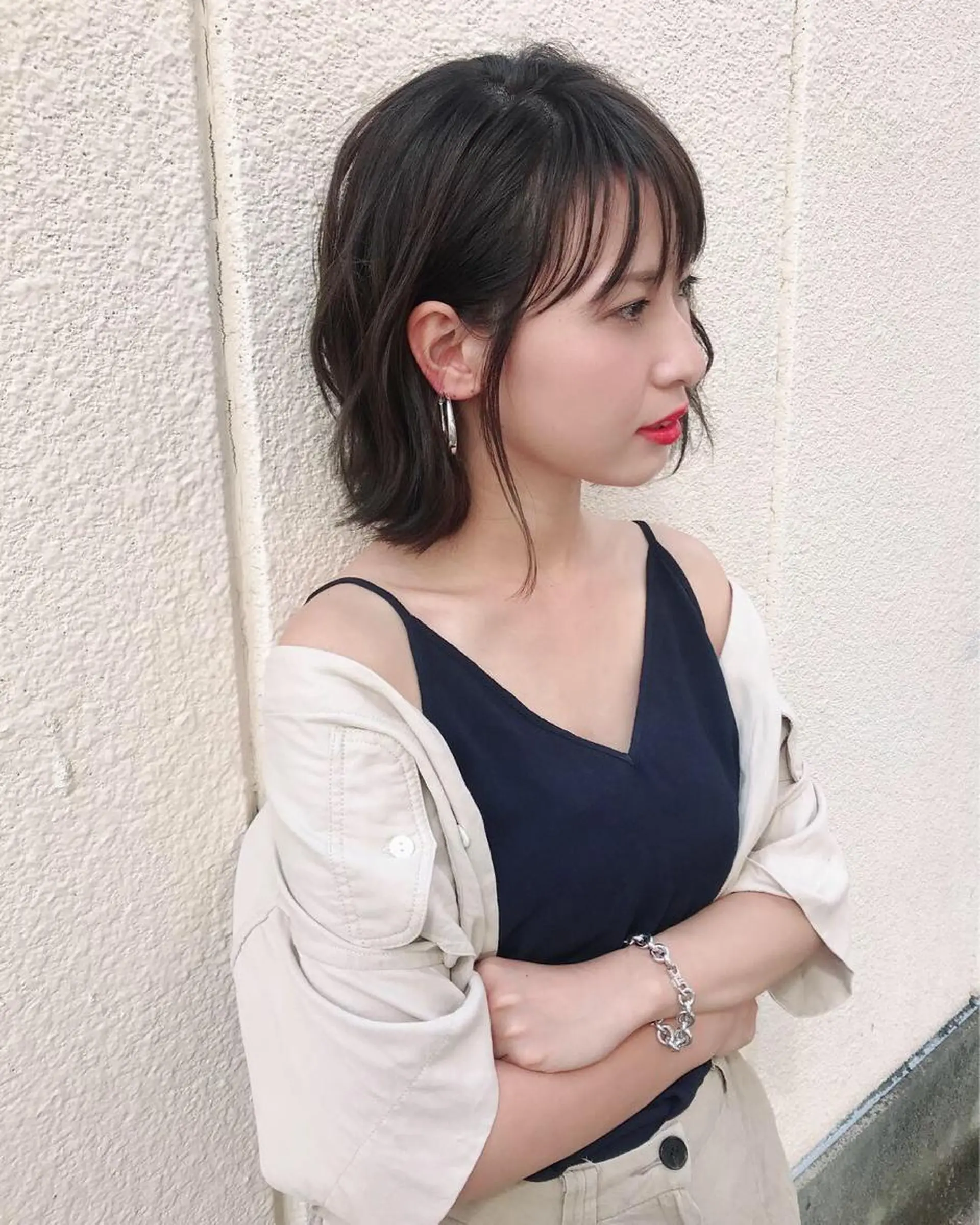 ショート カラー 切りっぱなしボブ グレージュ ボブ ♡ma ki♡のヘアスタイル