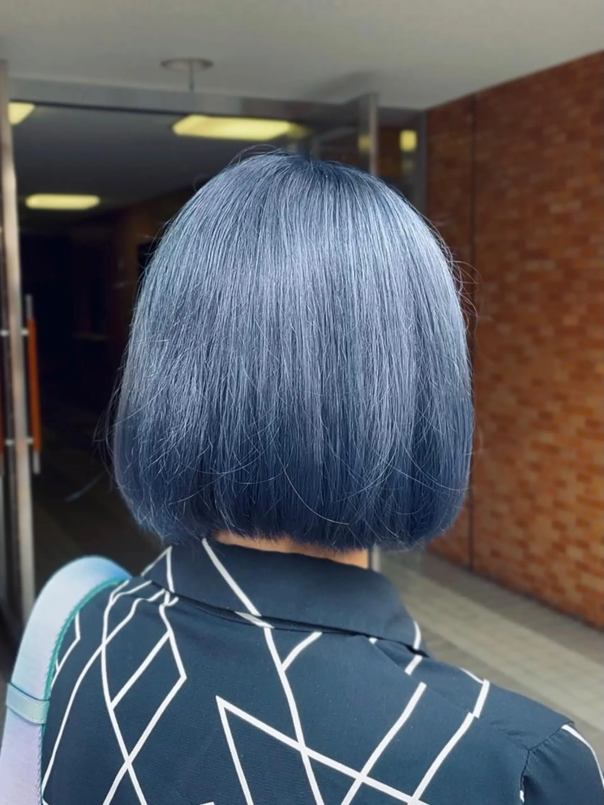 ミディアム カラー ブルーカラー ネイビーカラー メンズパーマ 本多のヘアスタイル