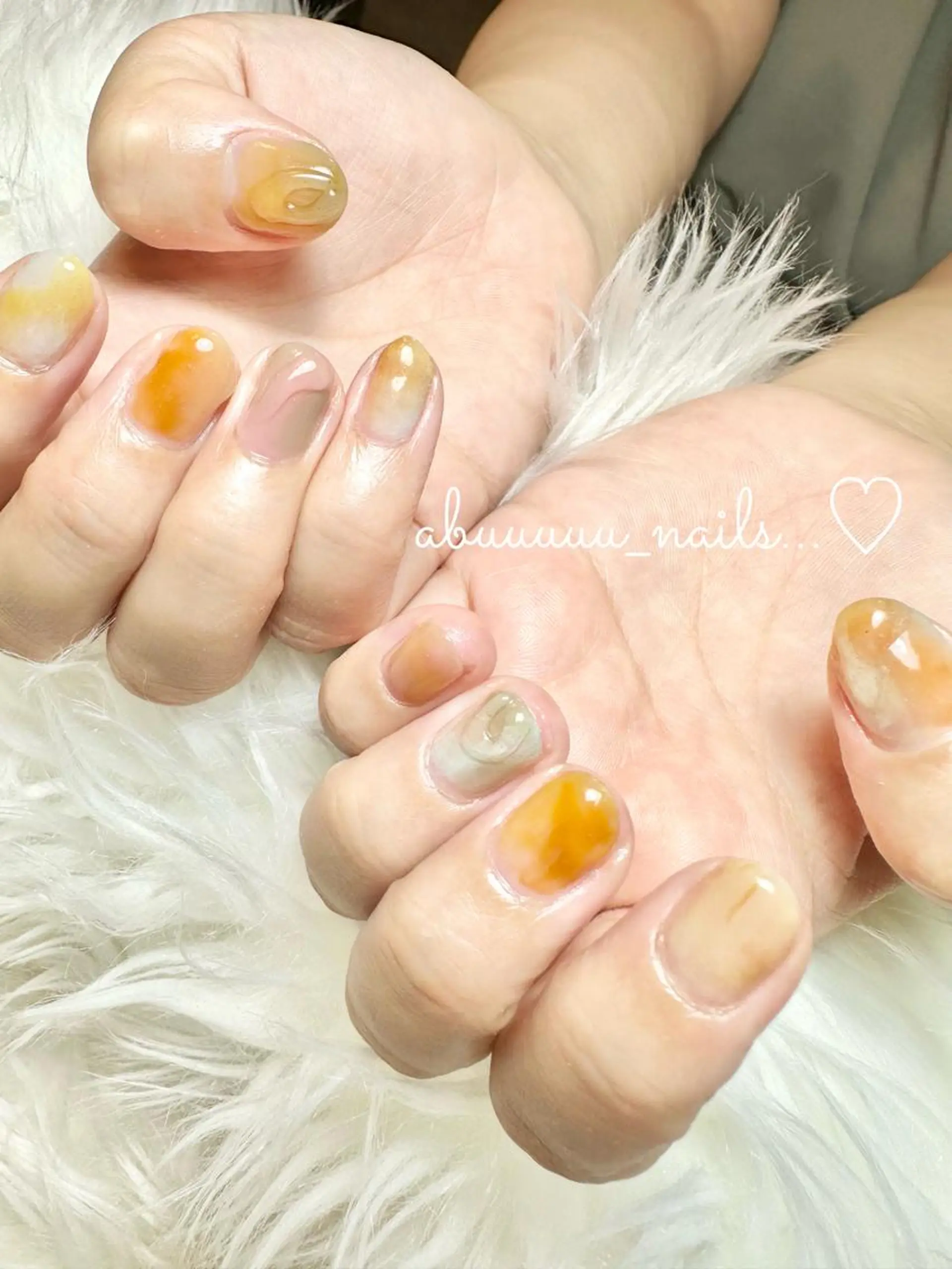 ネイル アートネイル クリアネイル 持ち込み ニュアンスネイル ぷっくりネイル ハンドネイル abuuuuu nailsのネイルデザイン