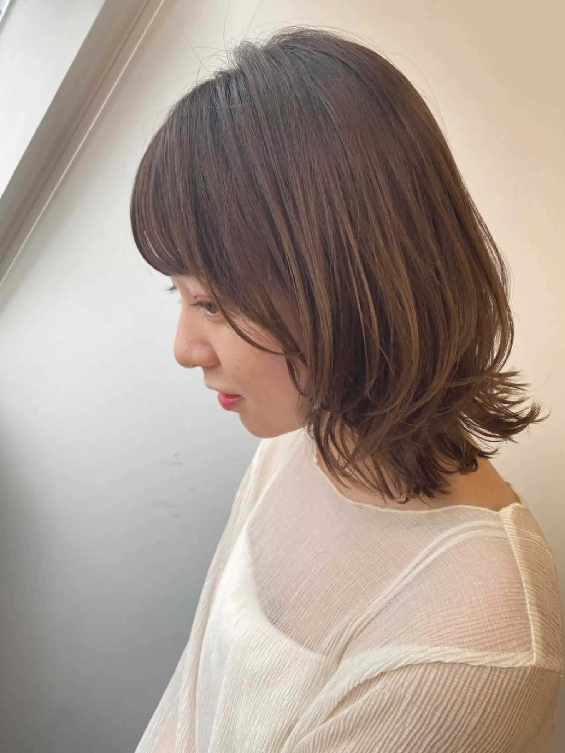 ミディアム レイヤーカット ウルフカット ウルフレイヤー 🌼渋谷韓国ヘア 桑尾幸奈🌼のヘアスタイル