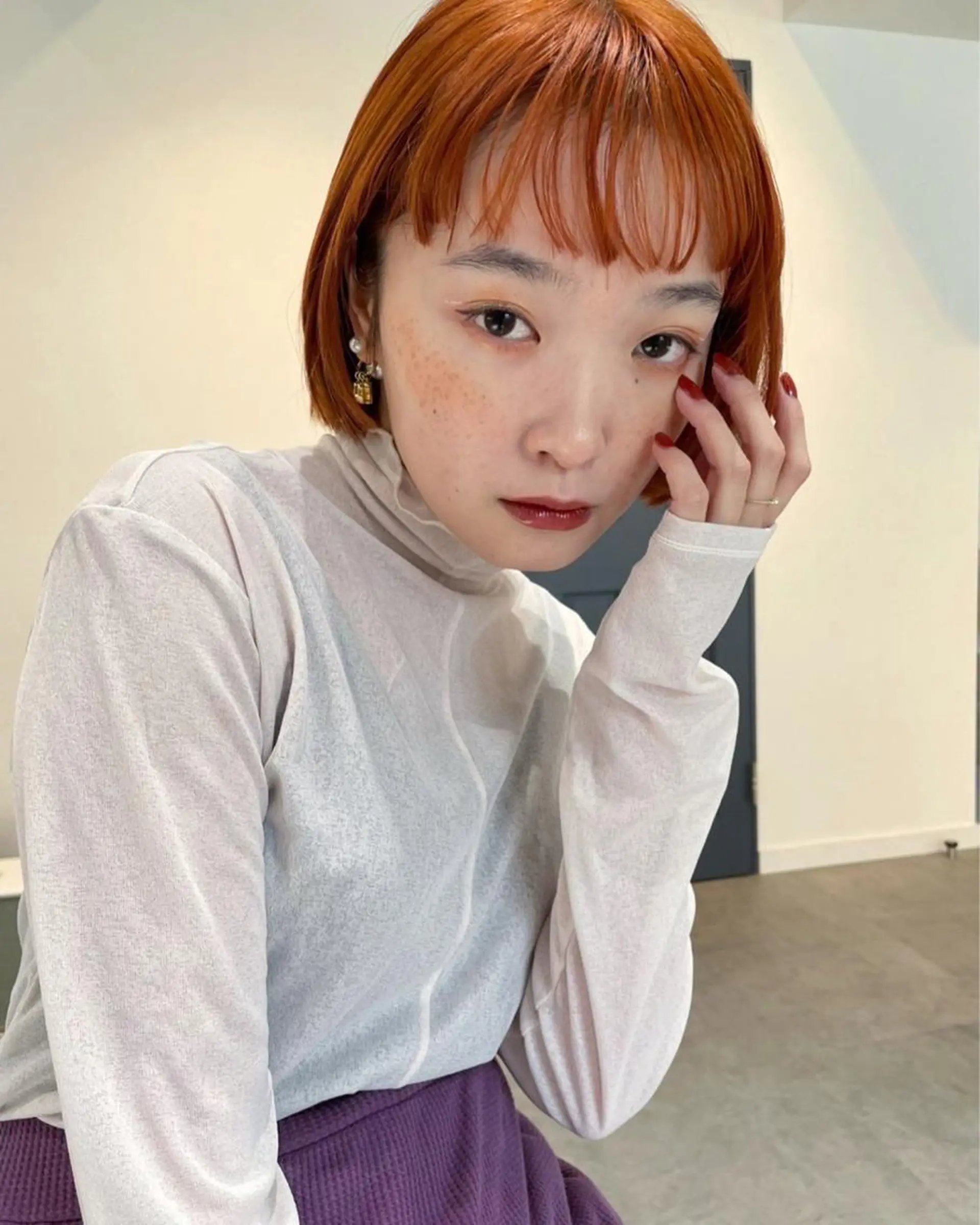 ショート カラー ヘアアレンジ カット ヘアカラー satsuki ito/暖色、パーマのヘアスタイル