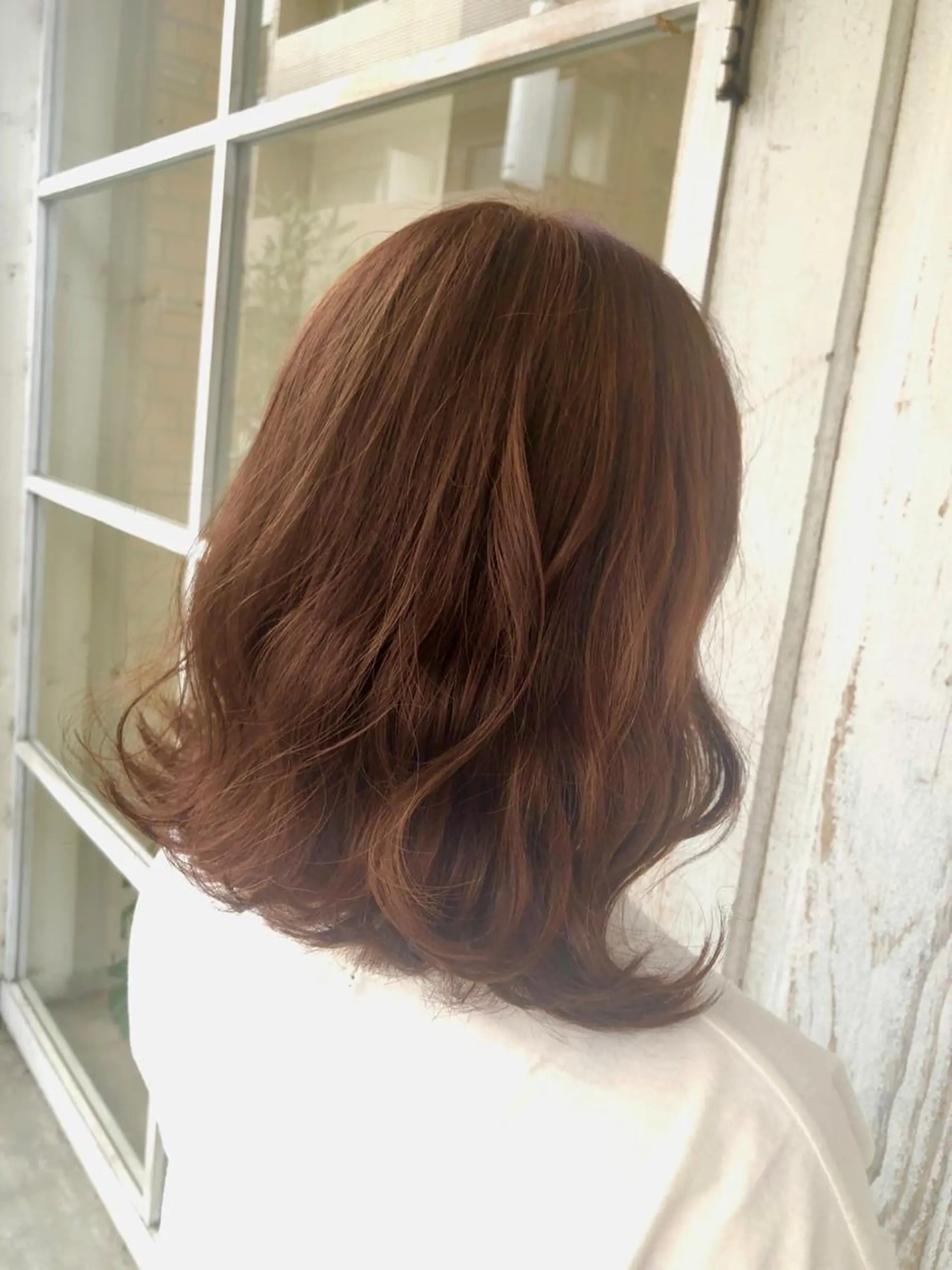 ミディアム オレンジブラウン カット ヘッドスパ 髪質改善 🎖さえきはるかのヘアスタイル