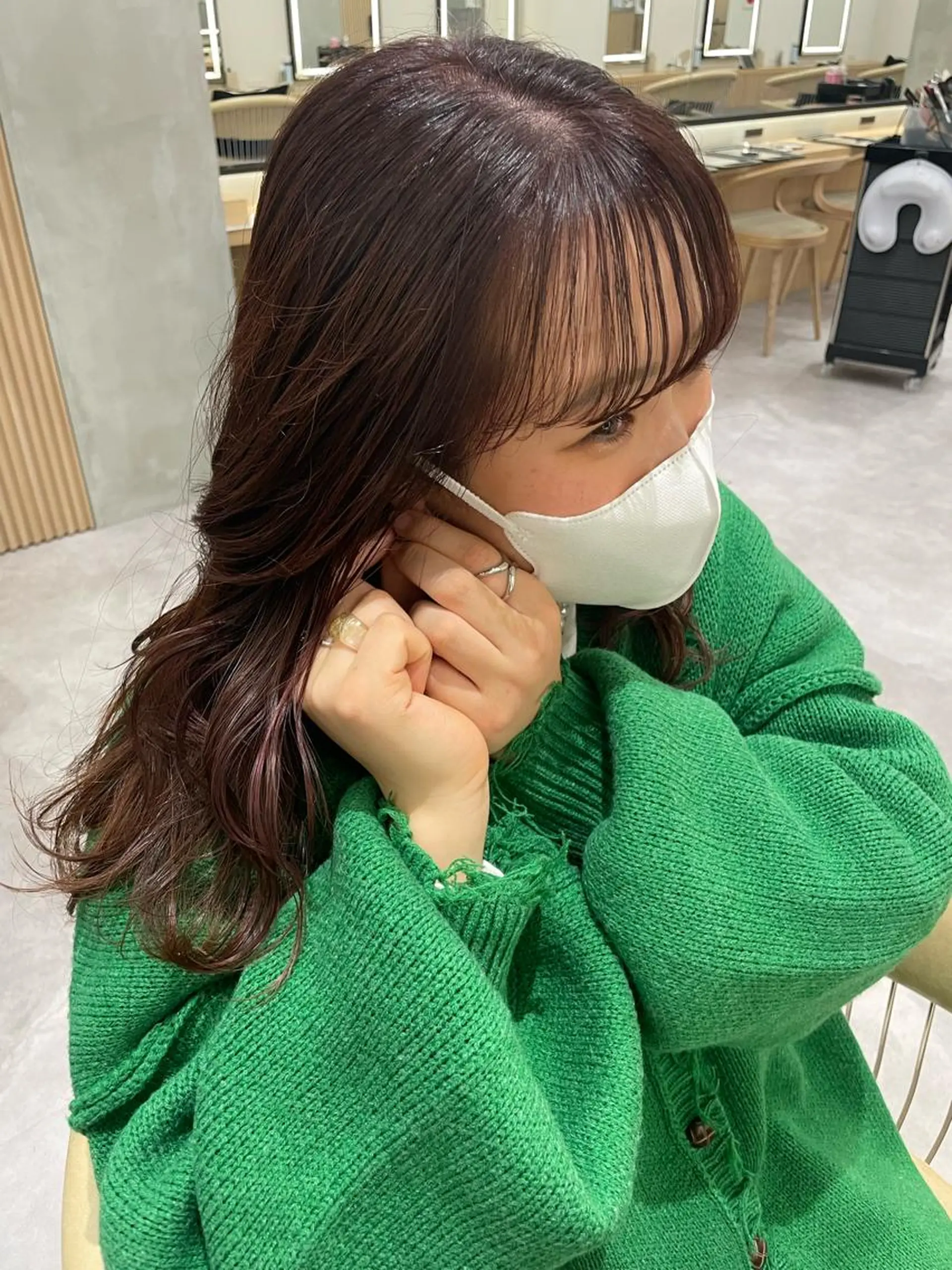 ロング パープルカラー レイヤー縮毛矯正 ささきすずね💗のヘアスタイル