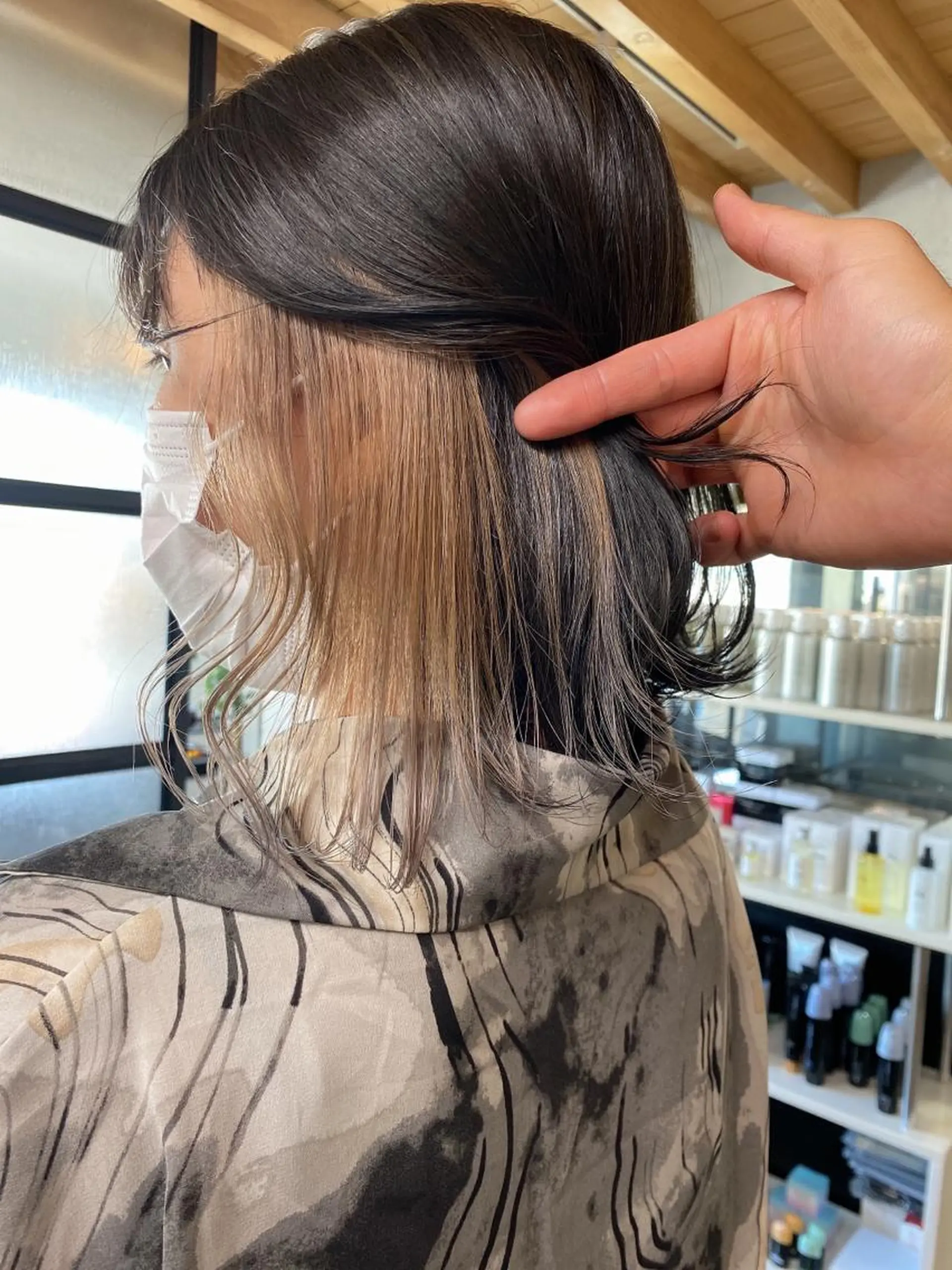 ミディアム カラー ヘアアレンジ ヘアカラー 切りっぱなしボブ/ デザインカラー店長のヘアスタイル