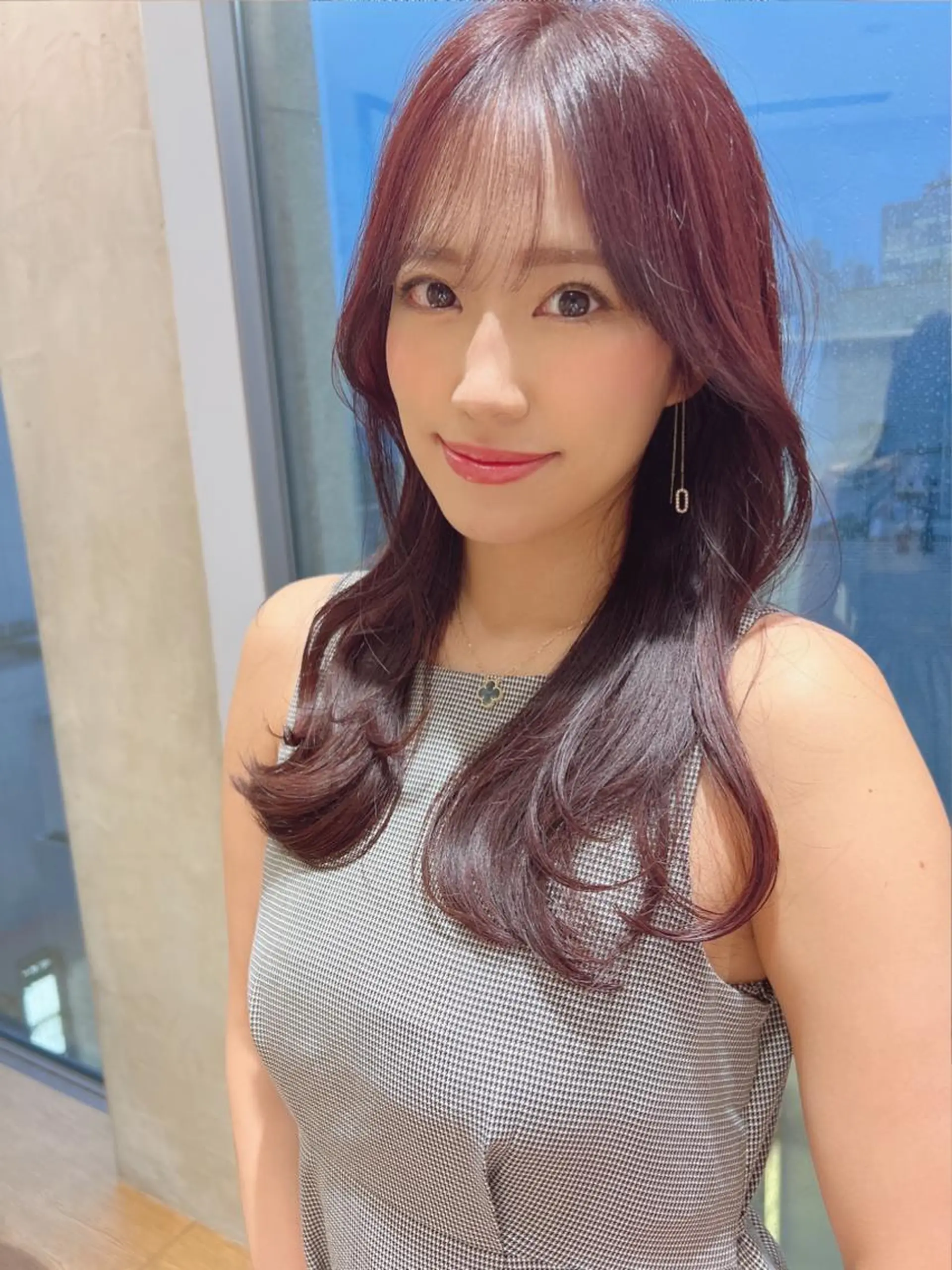セミロング ボブ 斜めバング レイヤーカット カット ヘアカラー トリートメント 古川新太郎 くびれヘア小顔カットのヘアスタイル