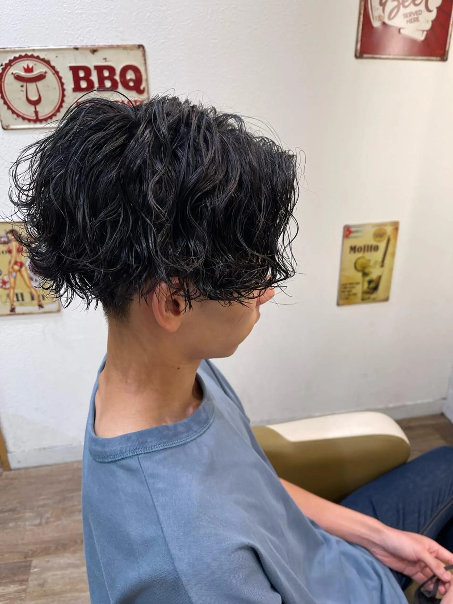 ミディアム パーマ メンズ メンズパーマフェード シモジタカヒロのヘアスタイル
