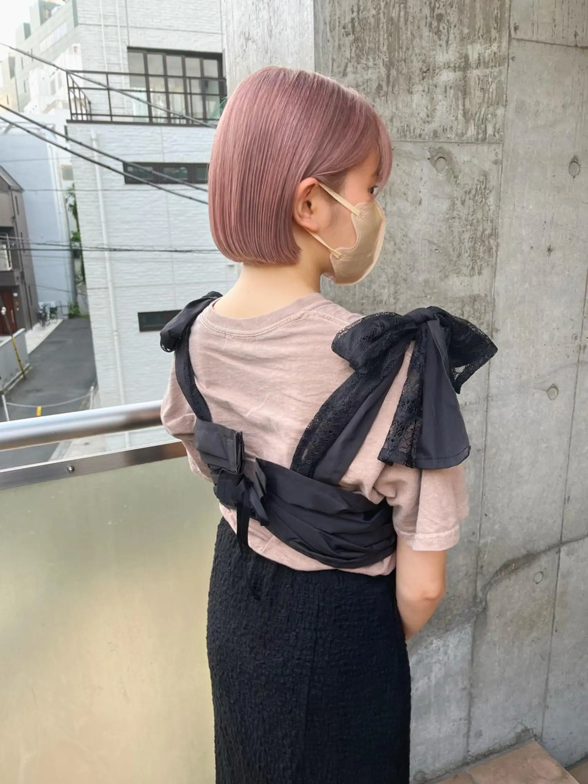 ショート カラー ベージュカラー ピンクカラー ピンクベージュ ボブ ヘアカラー トリートメント ミルクティーベージュ 🌿店長　清水ひとみのヘアスタイル