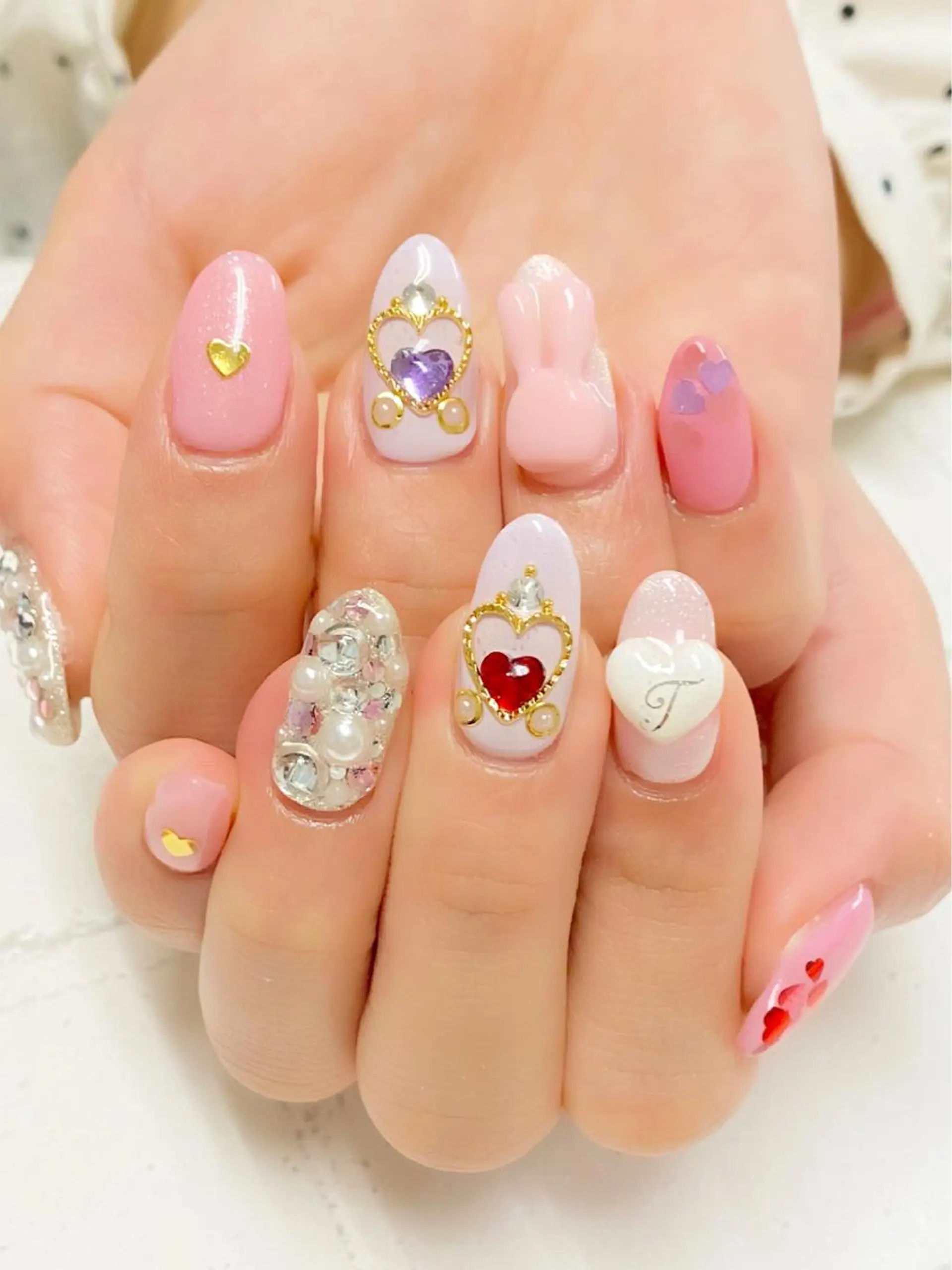 カラー ネイル アートネイル ハート キラキラネイル KIREIE NAILSのネイルデザイン