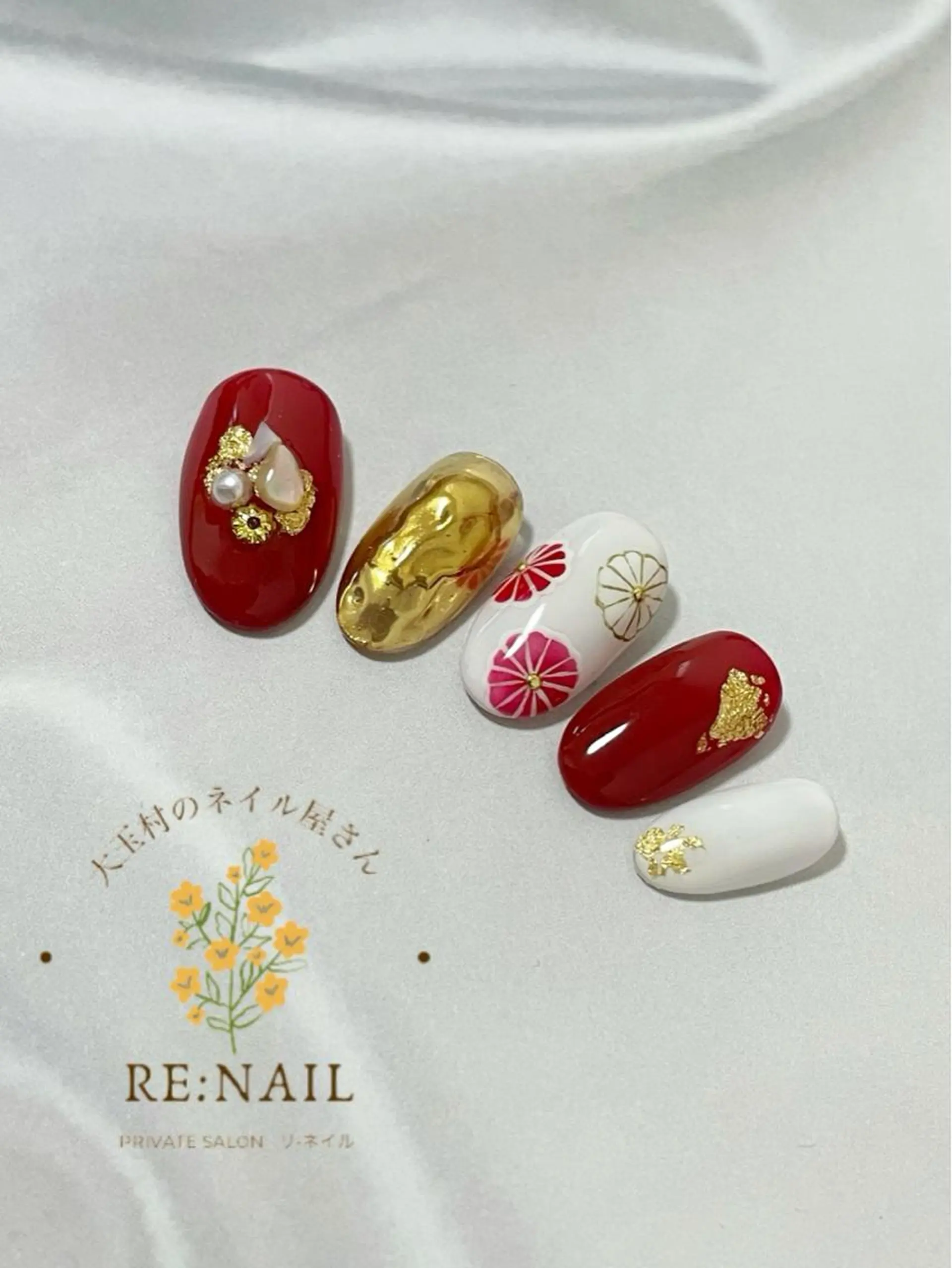 ネイル 成人式 かんの りなのネイルデザイン