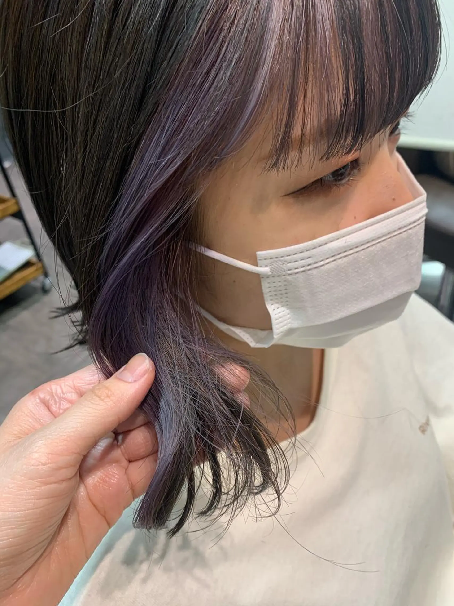 ショート カラー ヘアアレンジ 切りっぱなしボブ ショートボブ ミストバング  フェイスフレーミング インナーカラー サナ🌱 切りっぱなしボブのヘアスタイル