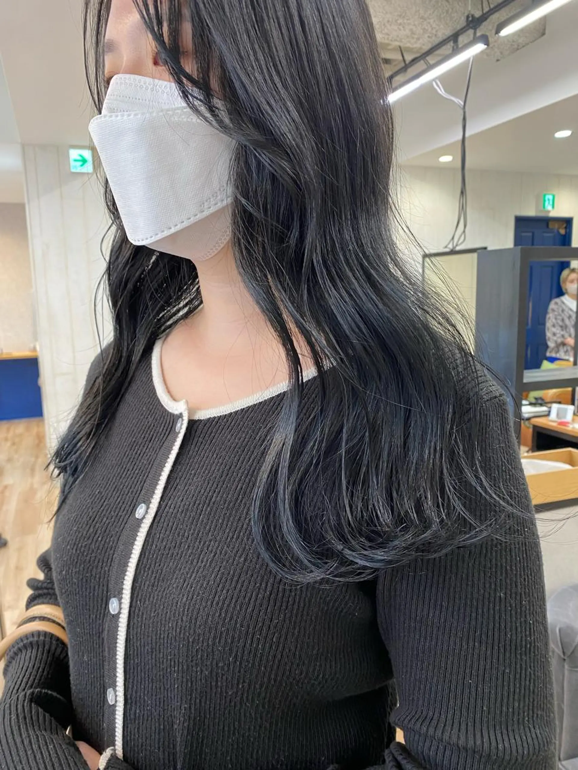 ロング カラー 黒髪 ブリーチ ブルーカラー ブルーブラック 透明感カラー ✨️今だけ無料✨️ 鶴田みなみのヘアスタイル