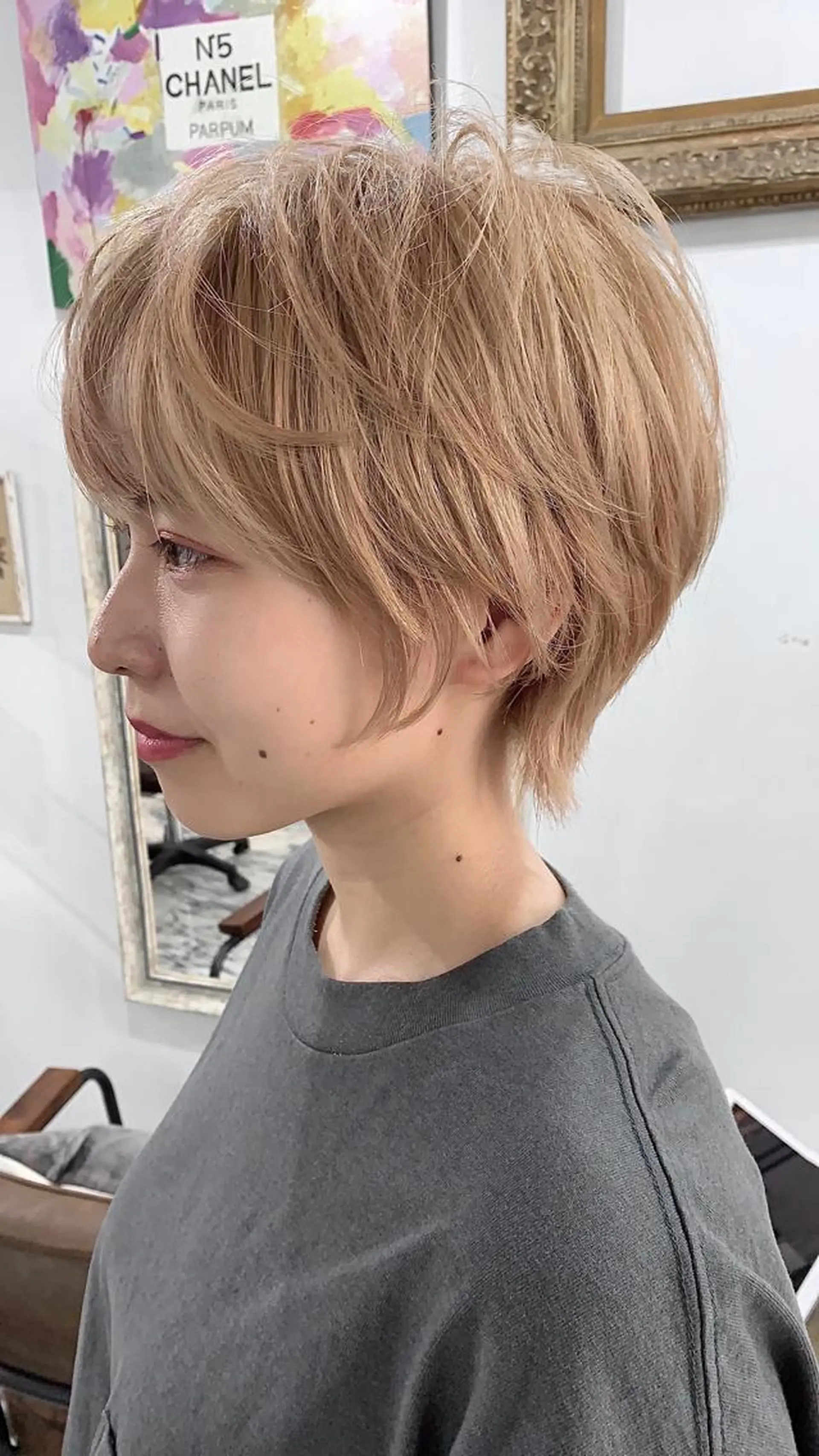 ショート カラー ベージュカラー ピンクカラー エクステ（レミー毛） NINEのヘアスタイル