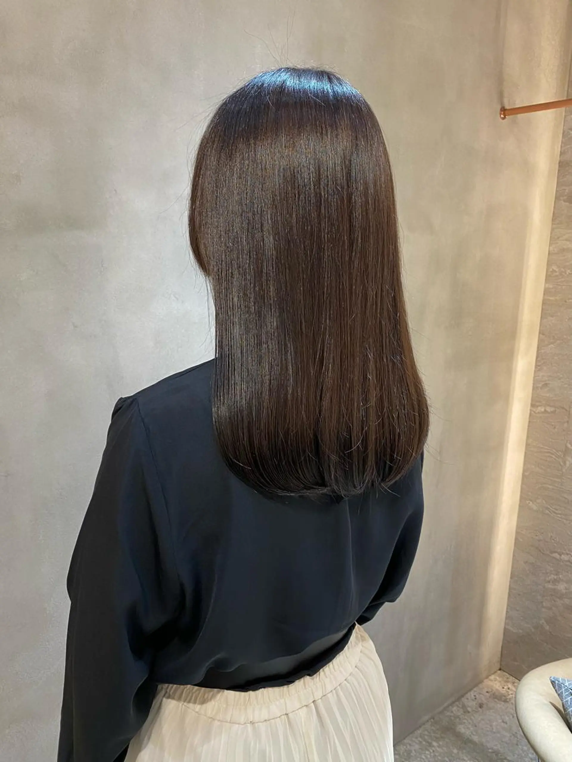 セミロング カラー ボブ/巻ける縮毛矯正 /韓国レイヤーはなのヘアスタイル